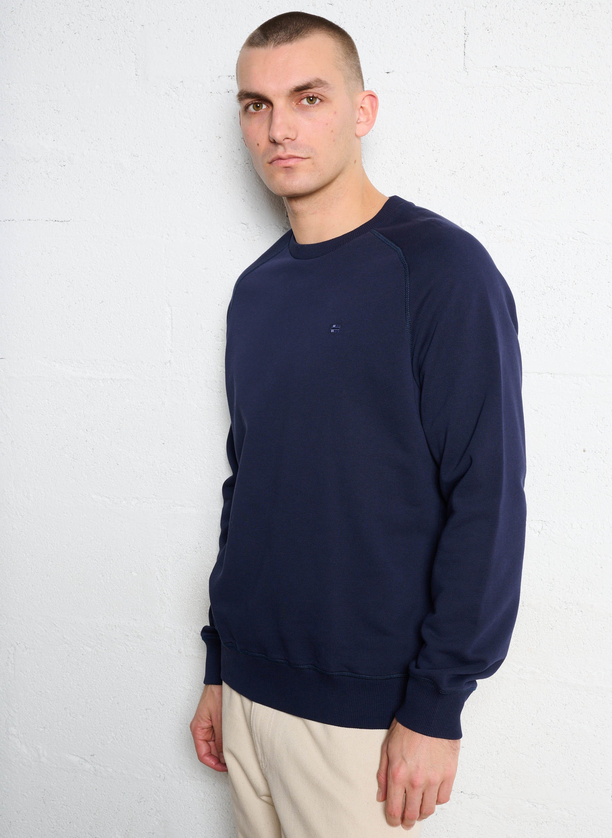 Sweat droit col rond en coton NAPAPIJRI Bleu