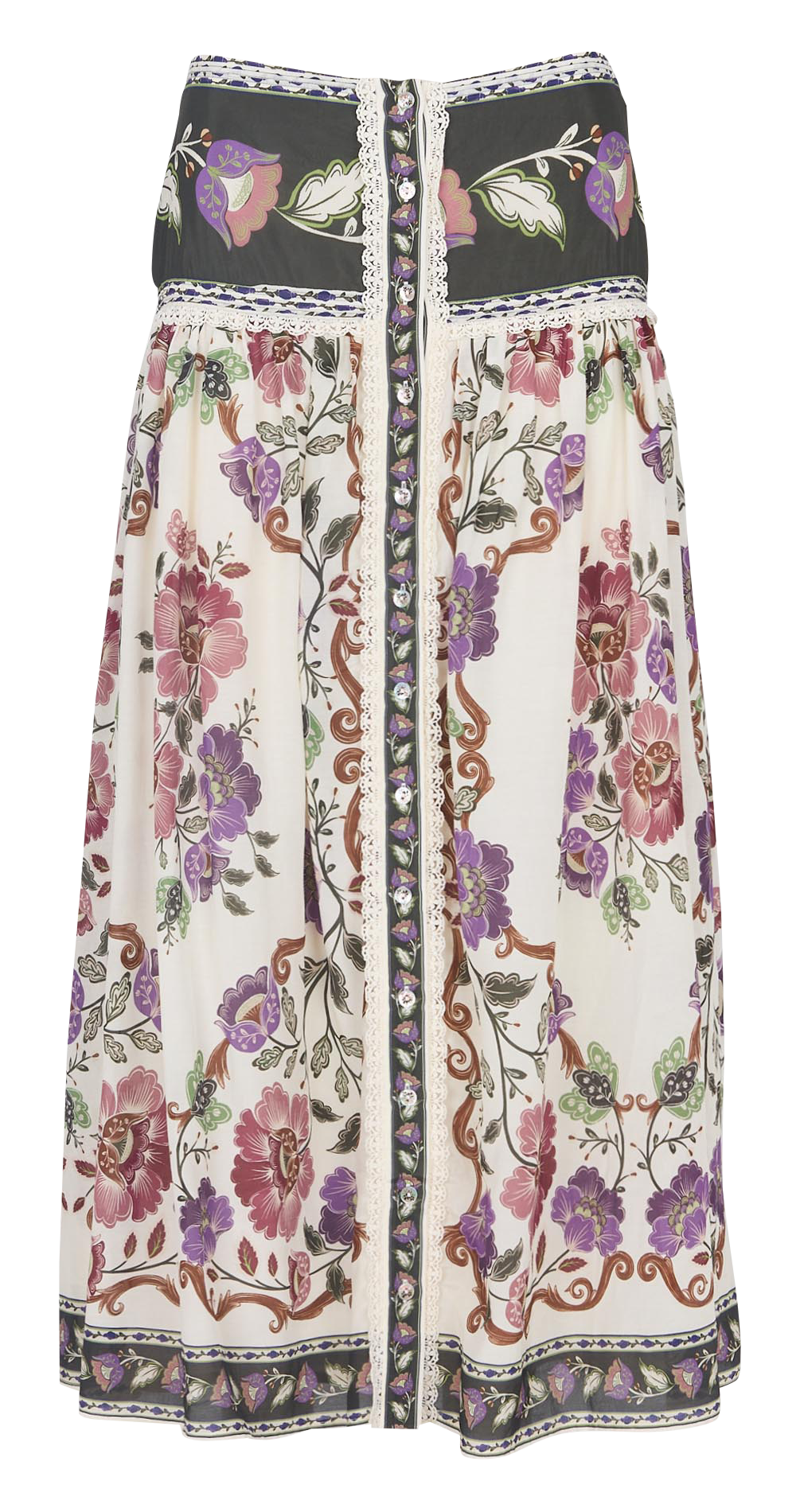 Flared long cotton-blend skirt FARM RIO Multicolored