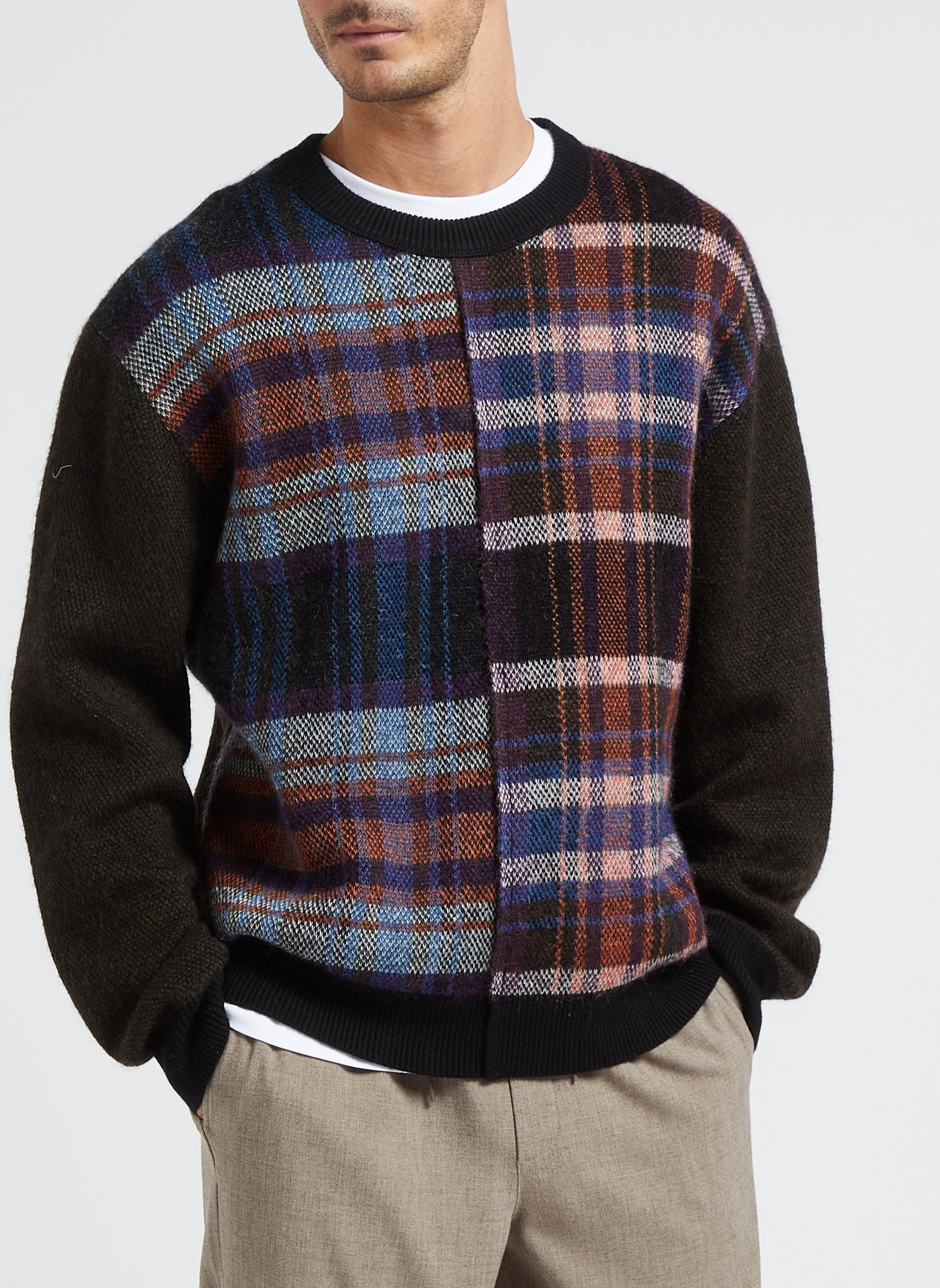 Geruite trui met ronde hals | wolblend PAUL SMITH Zwart