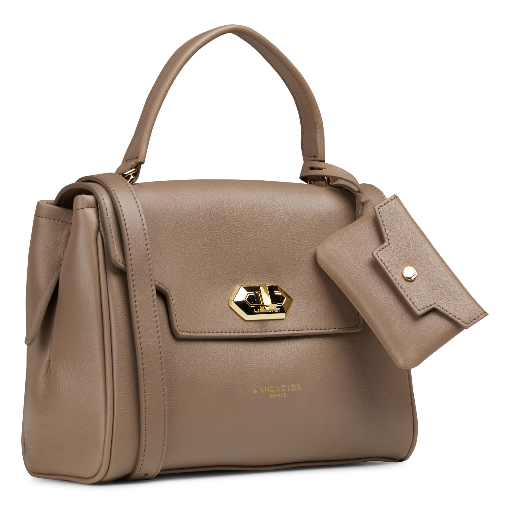 Bowlingtas van nerfleer met rits LANCASTER PARIS Beige