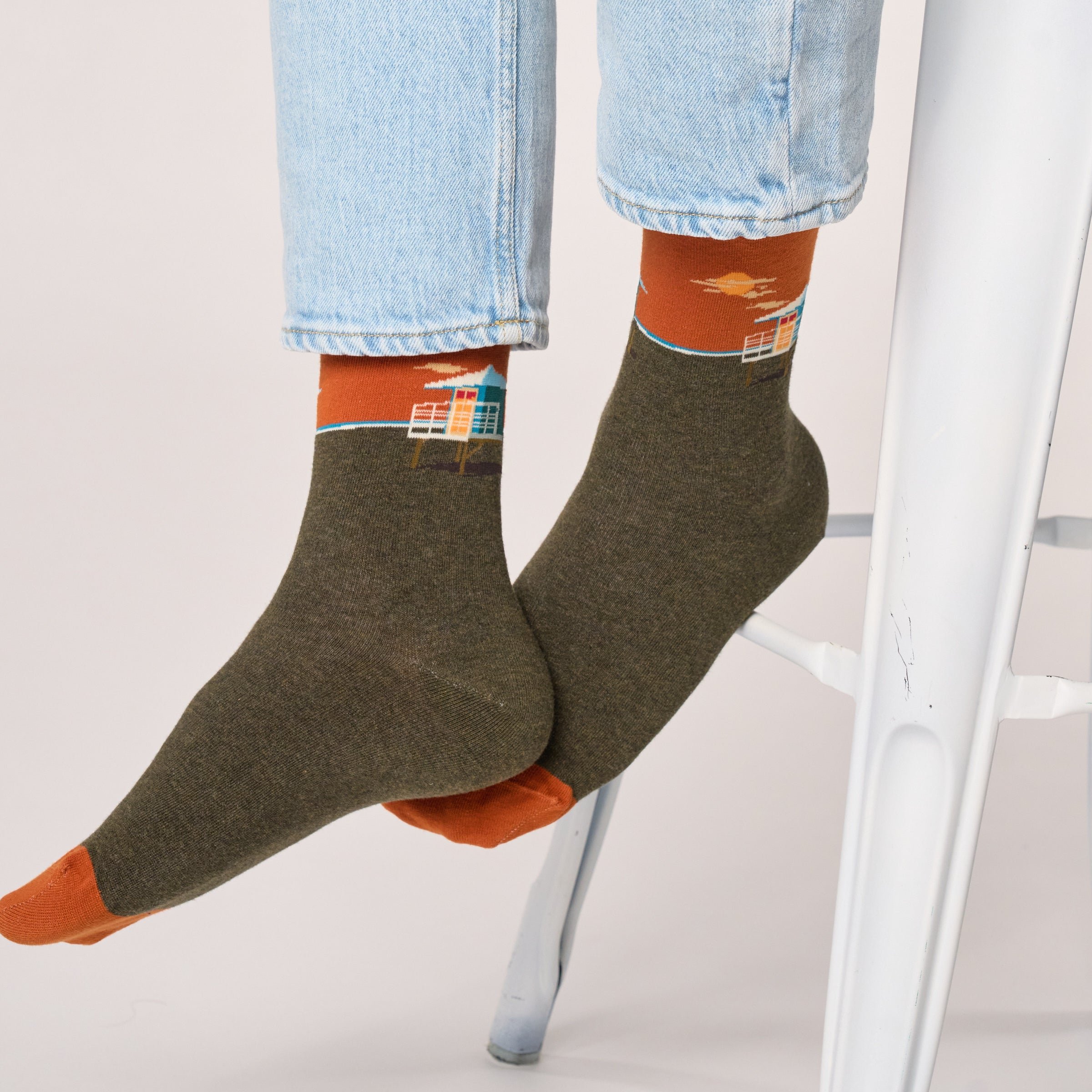 Combed Cotton Socks with Patterns BILLYBELT Khaki