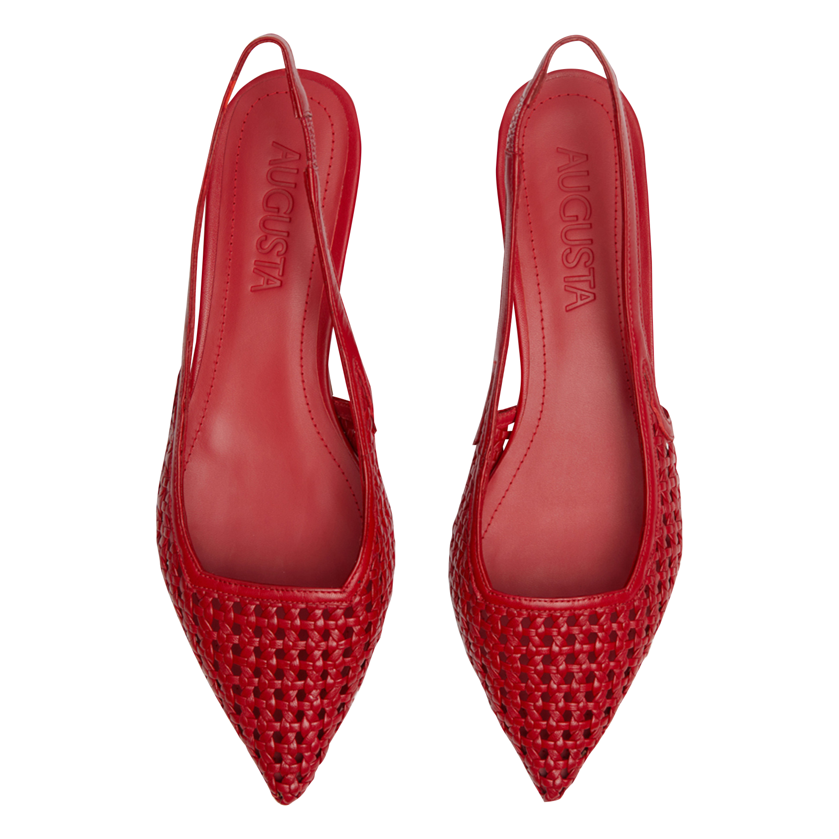 Slingback en cuir tressé  AUGUSTA Rouge