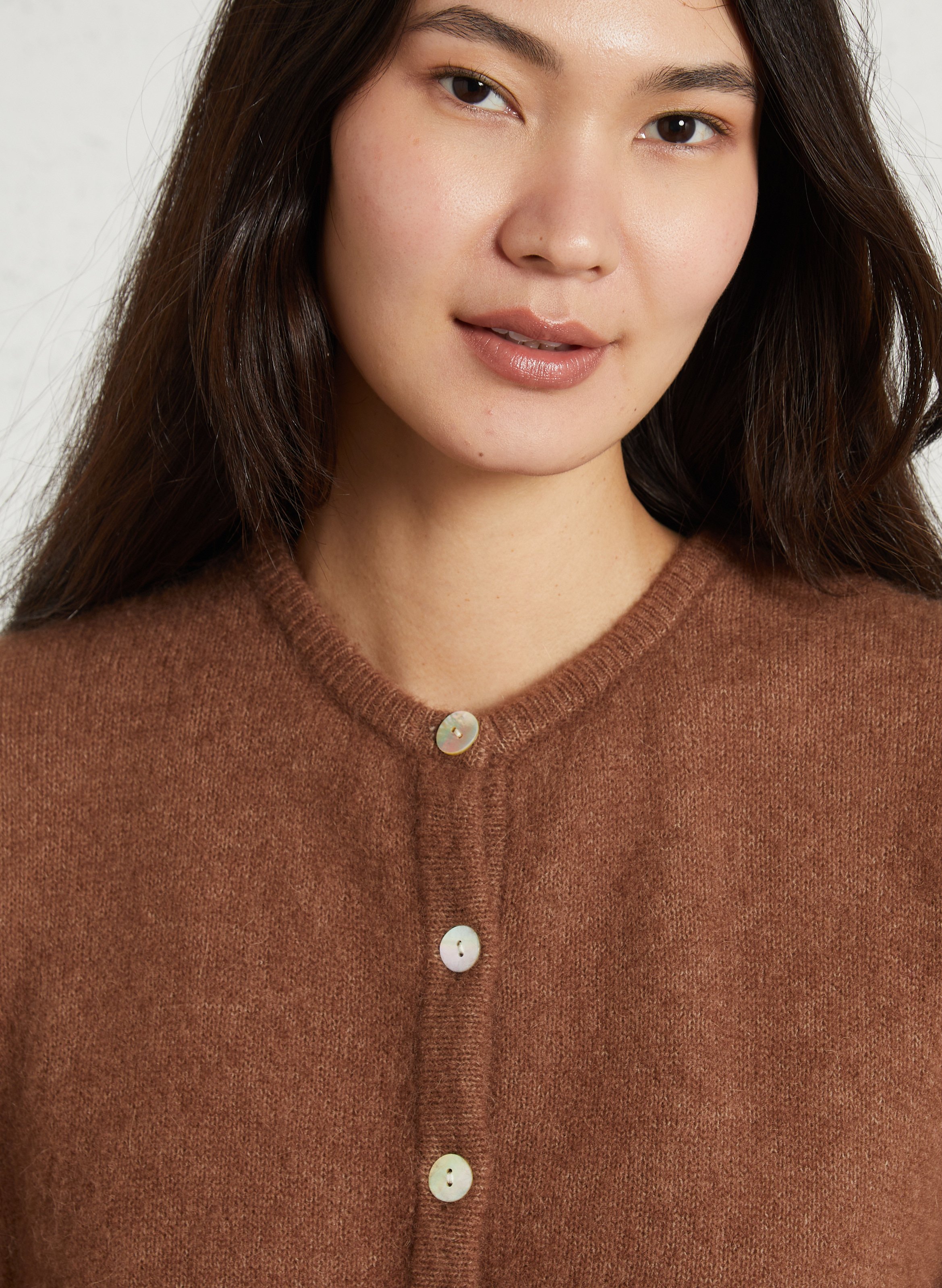 Ruimvallend vest met ronde hals - wolblend AMERICAN VINTAGE Bruin