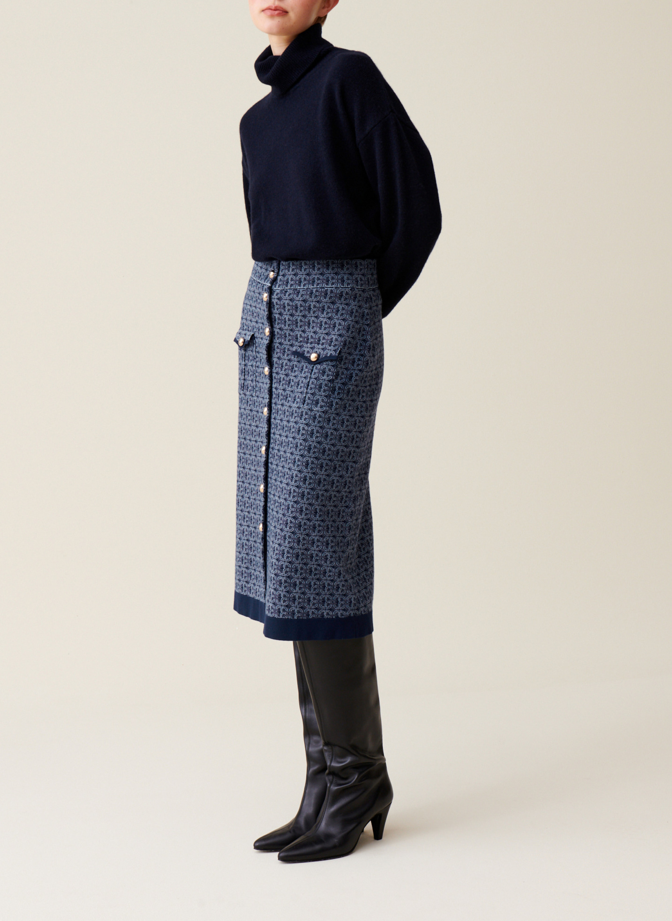 High-waisted monogram skirt CLAUDIE PIERLOT Blue
