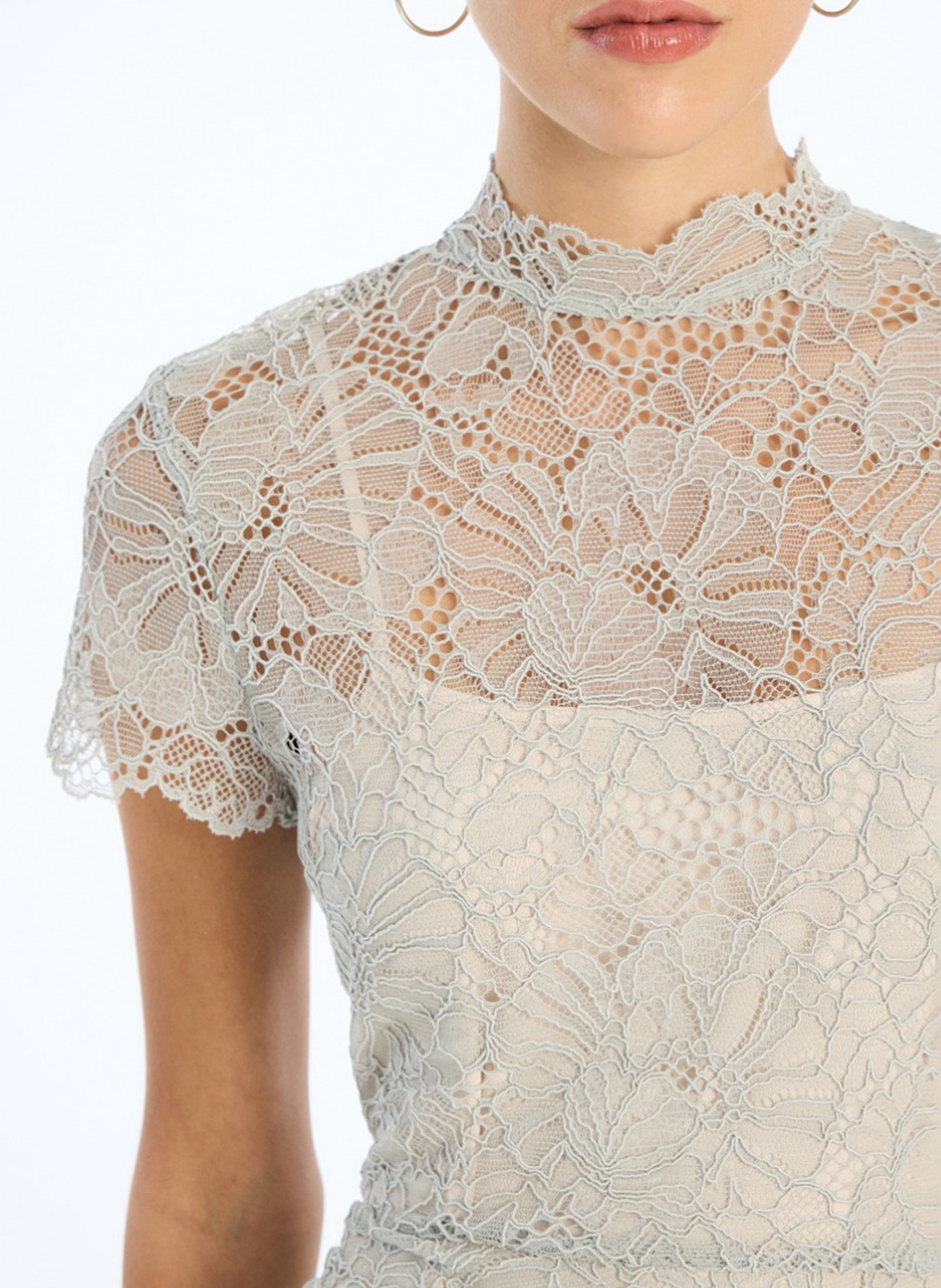 Lace midi dress ROTATE Grey