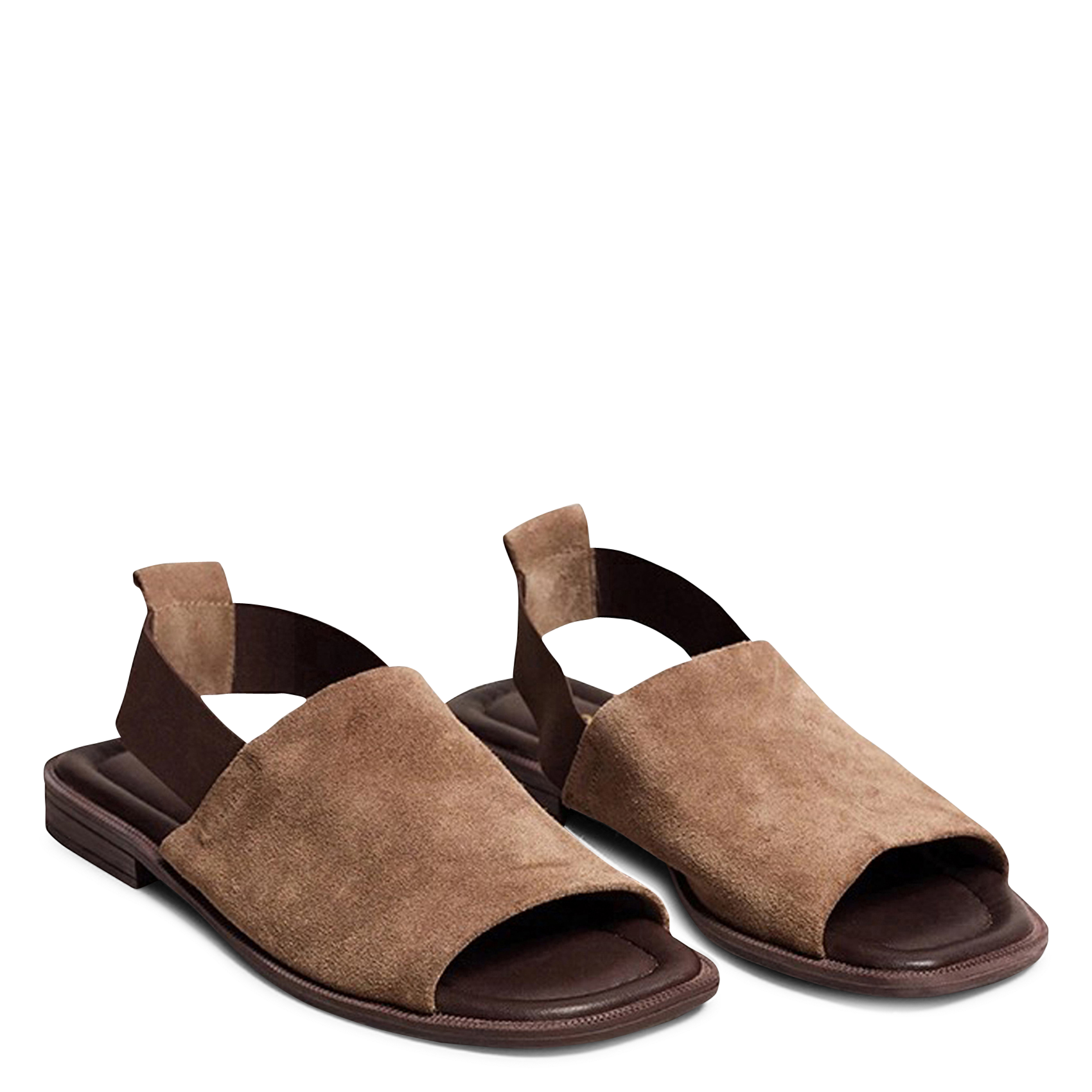 Sandales plates en cuir suédé JONAK Marron