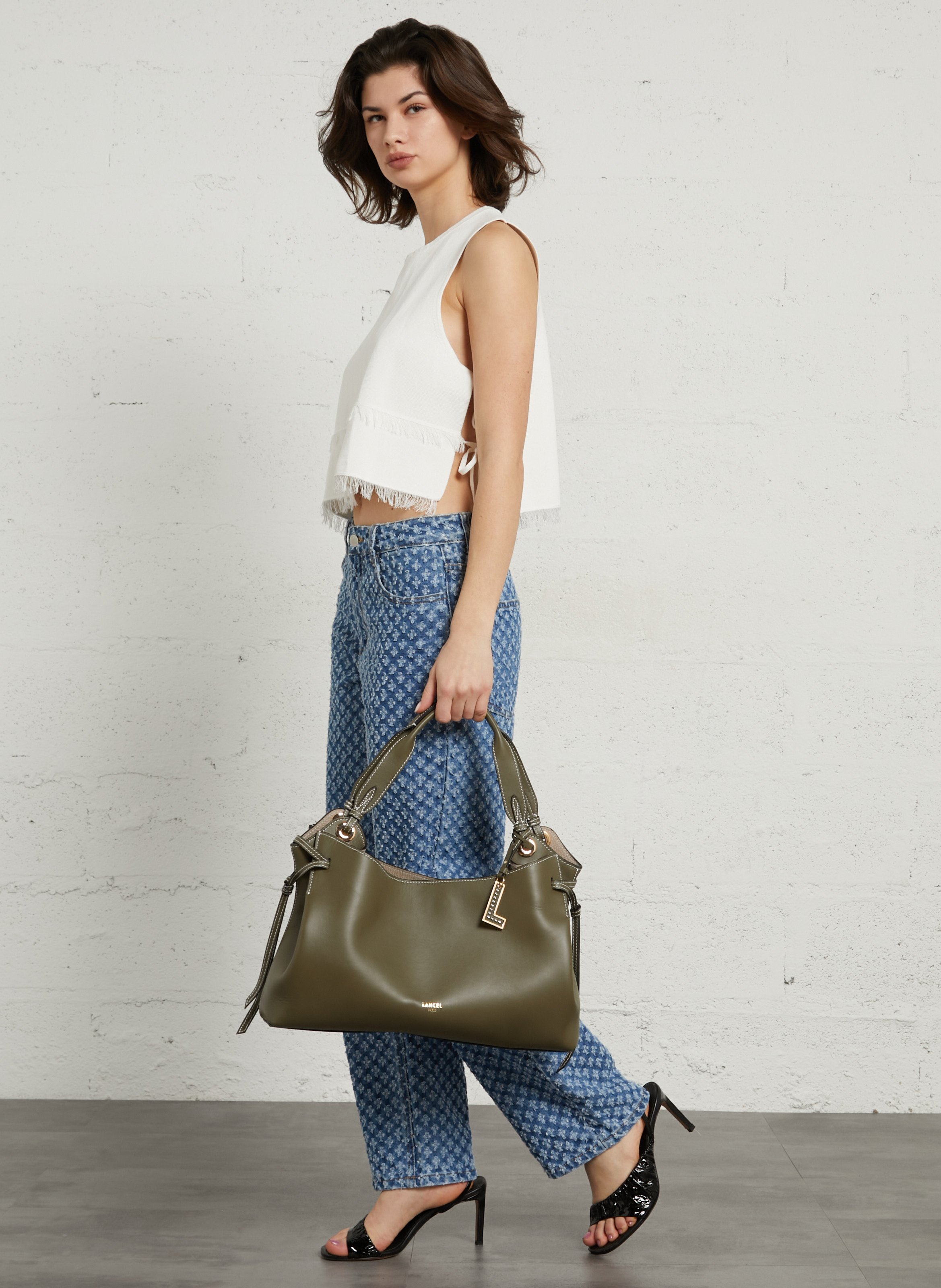 Ledershopper LANCEL Khaki