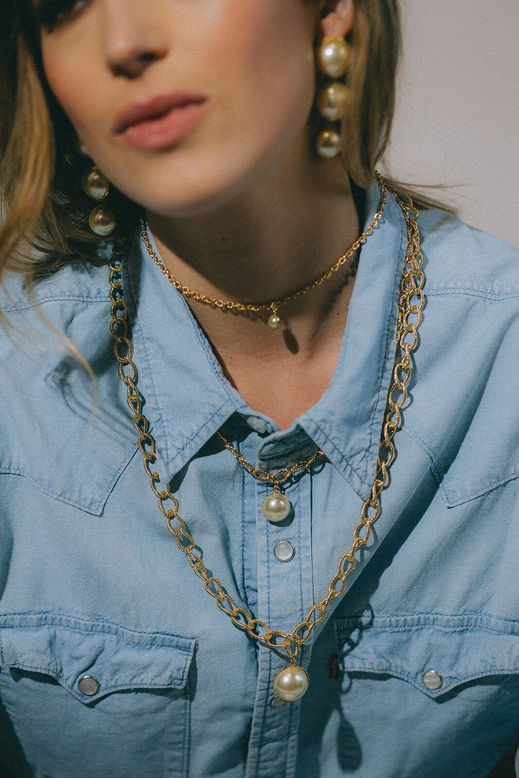 Long gold-plated pearl necklace MONSIEUR SIMONE Silver