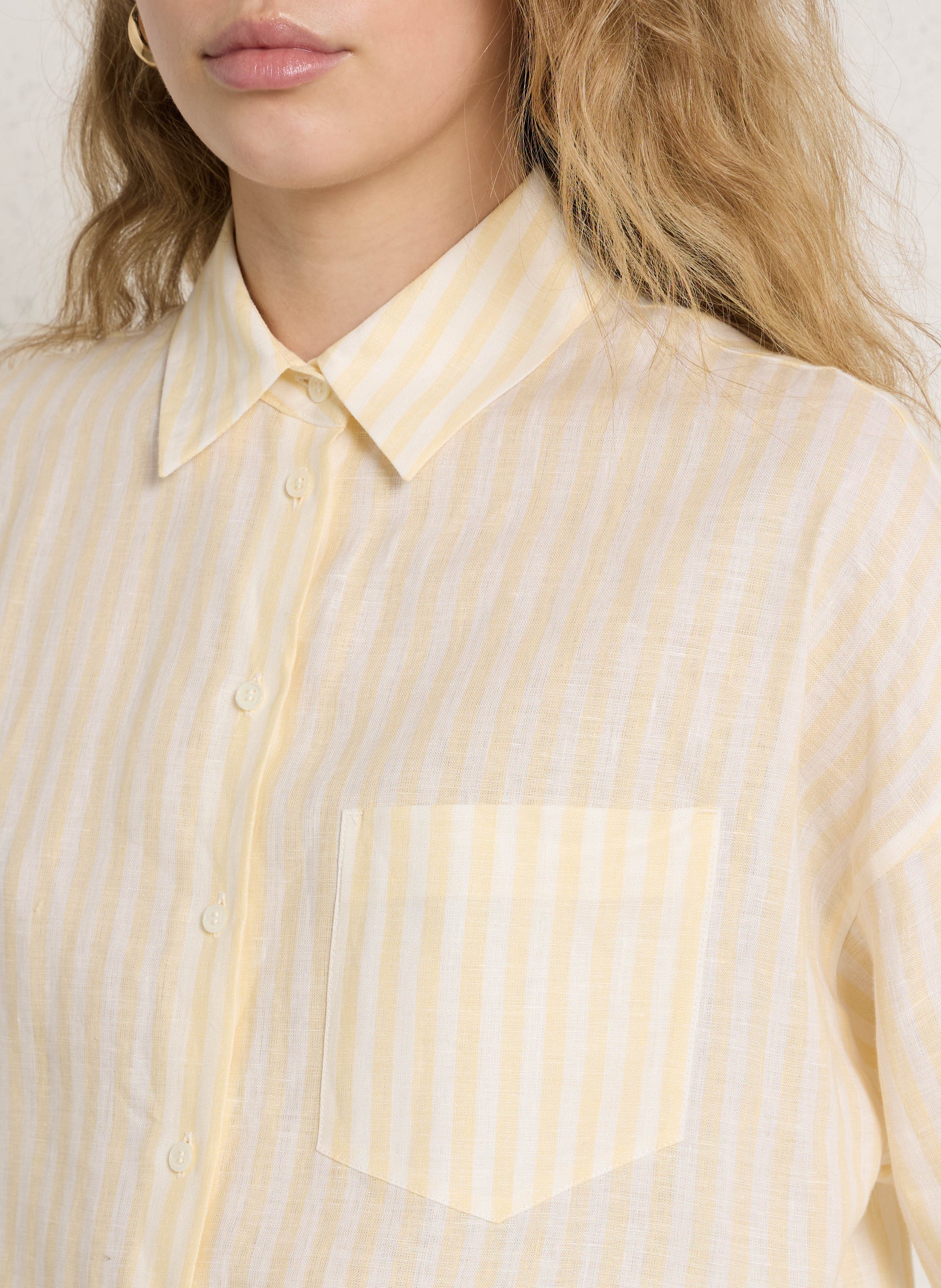 Chemise ample rayée en lin MAX MARA WEEK END Jaune