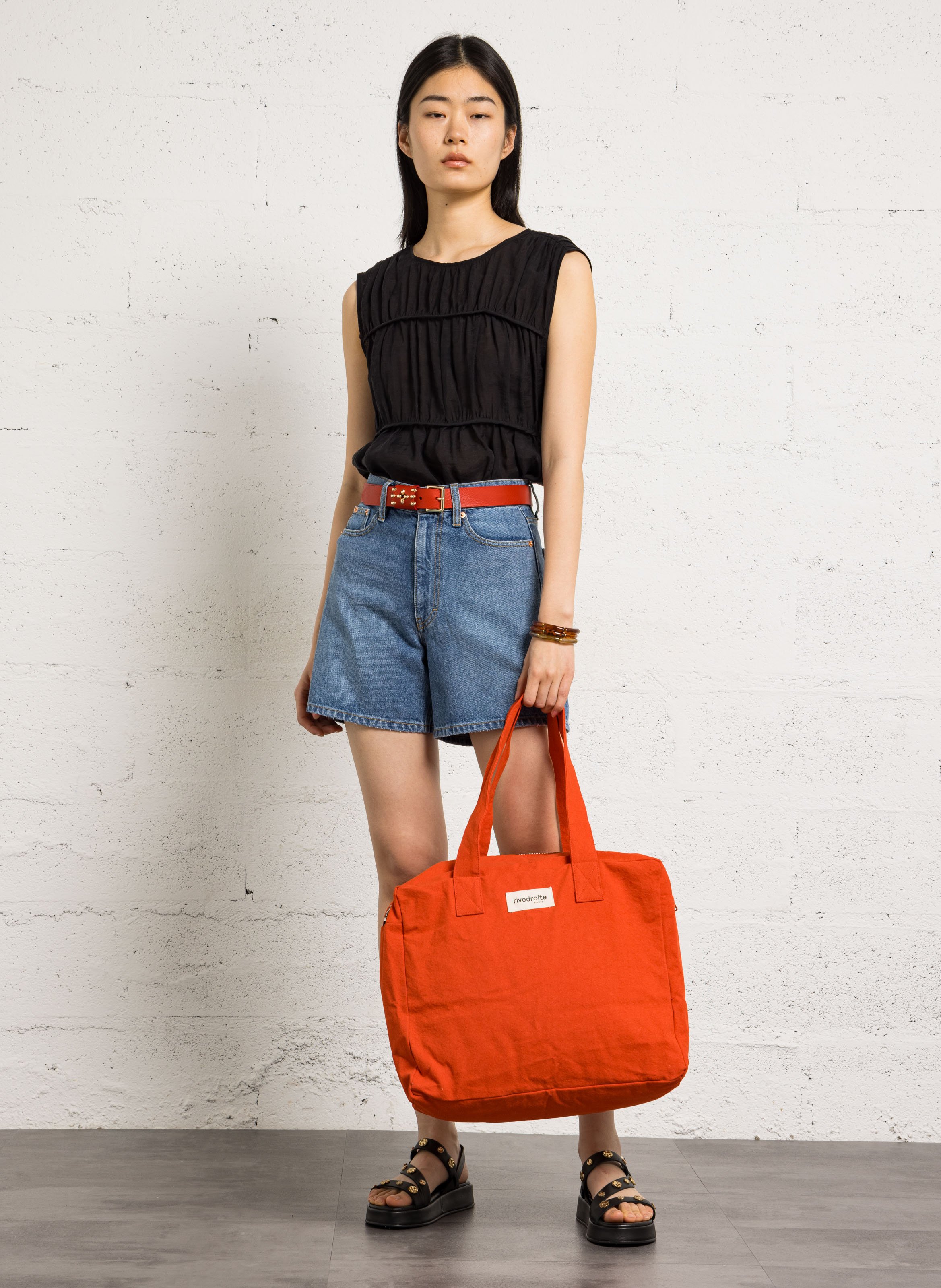 Recycled cotton weekend bag RIVEDROITE PARIS Red