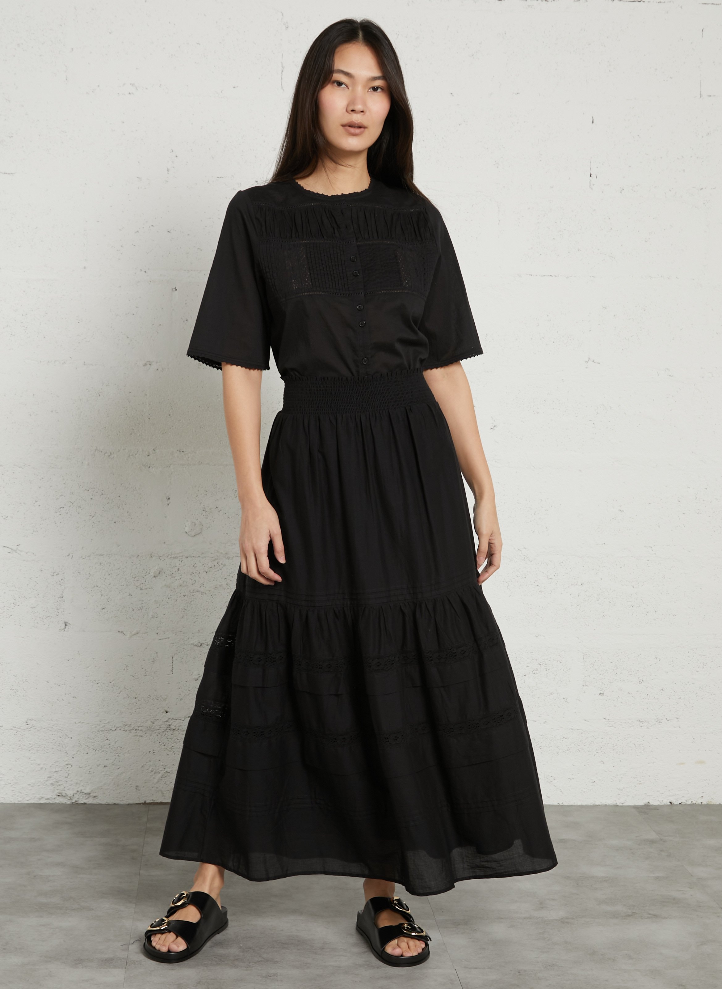 Mules plates à brides en cuir lisse COSMOPARIS Noir