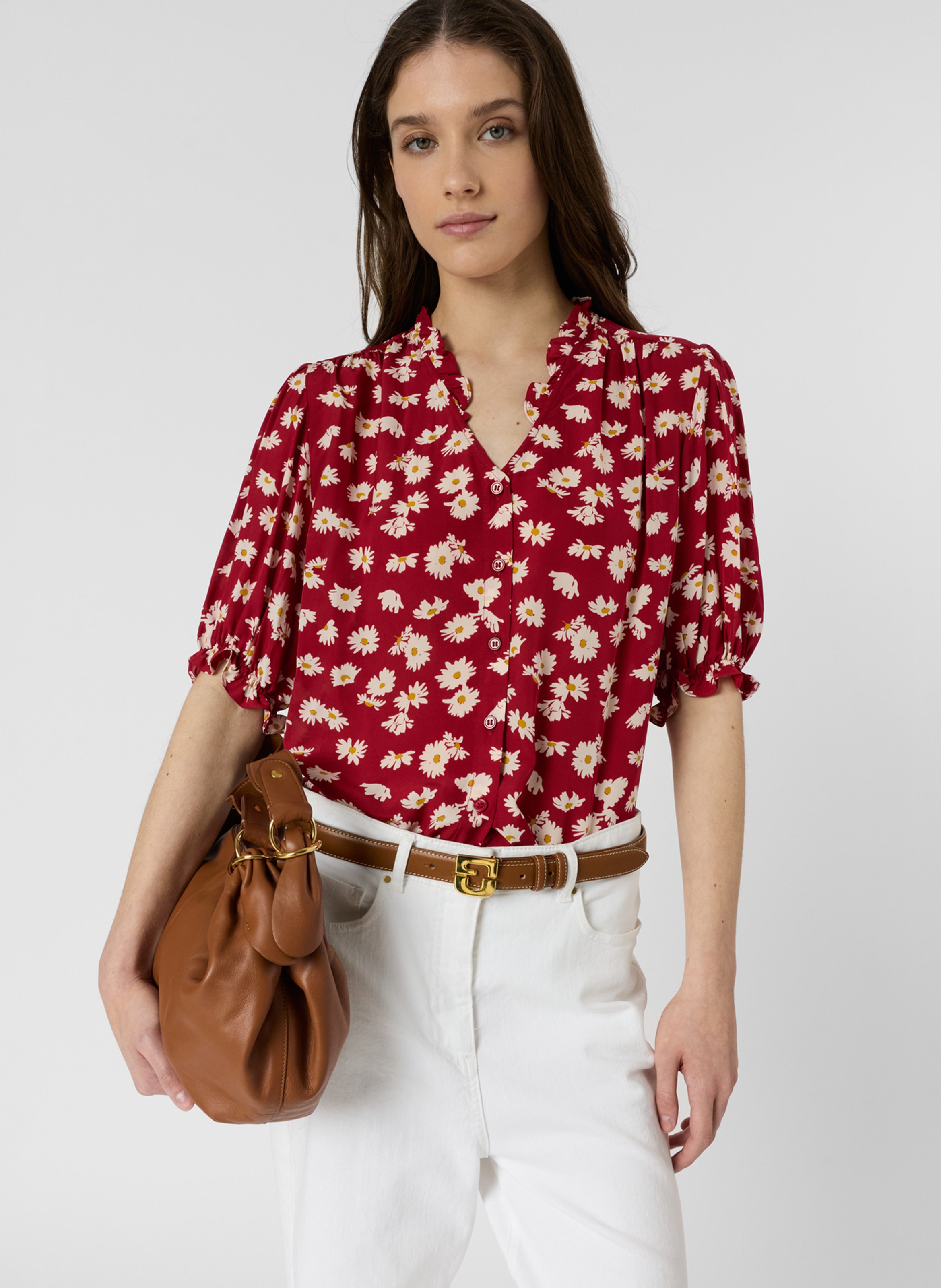 Blusenhemd mit V-Ausschnitt und Print GERARD DAREL Rot