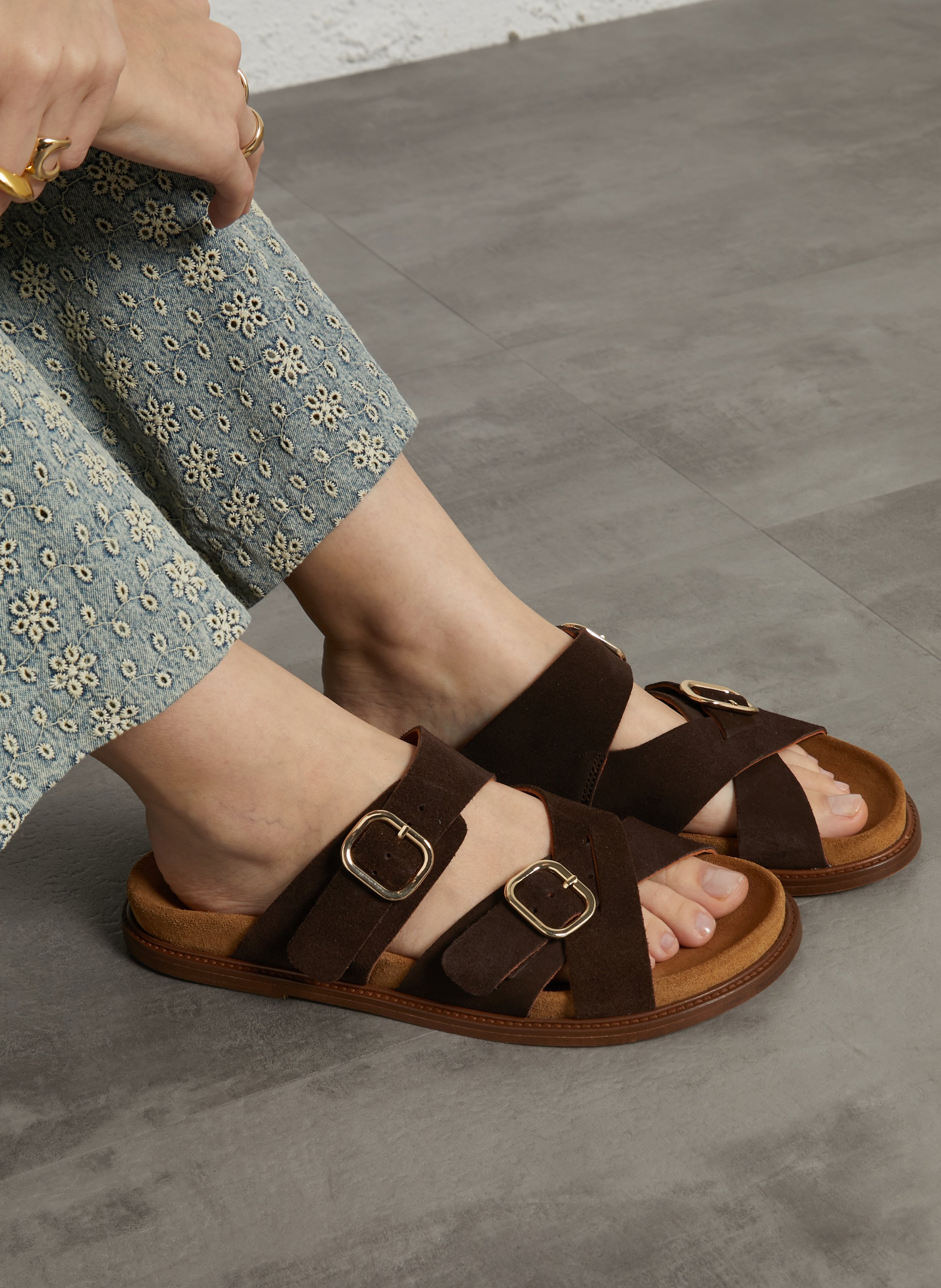 Flat soft leather sandals MAISON TOUFET Brown
