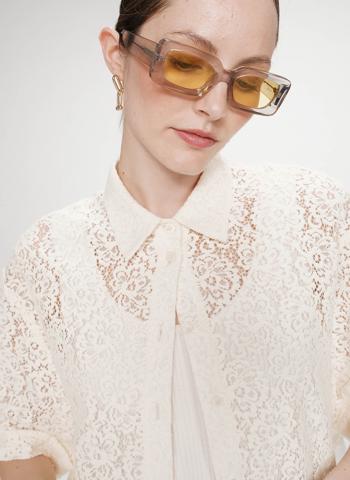 Classic-collar lace shirt GRACE ET MILA White