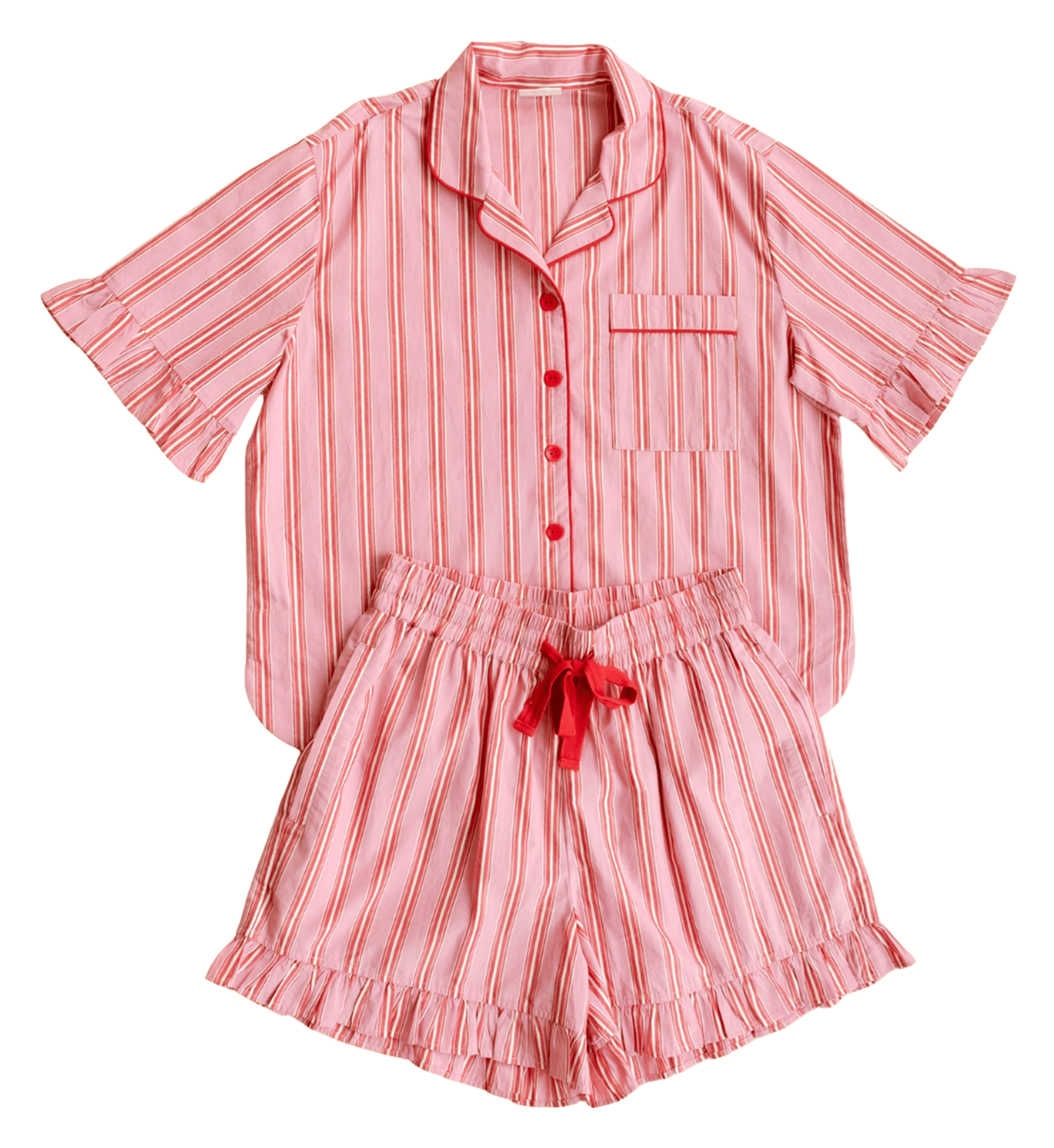 Pyjama-Set aus gestreifter Baumwolle TBCO Rot