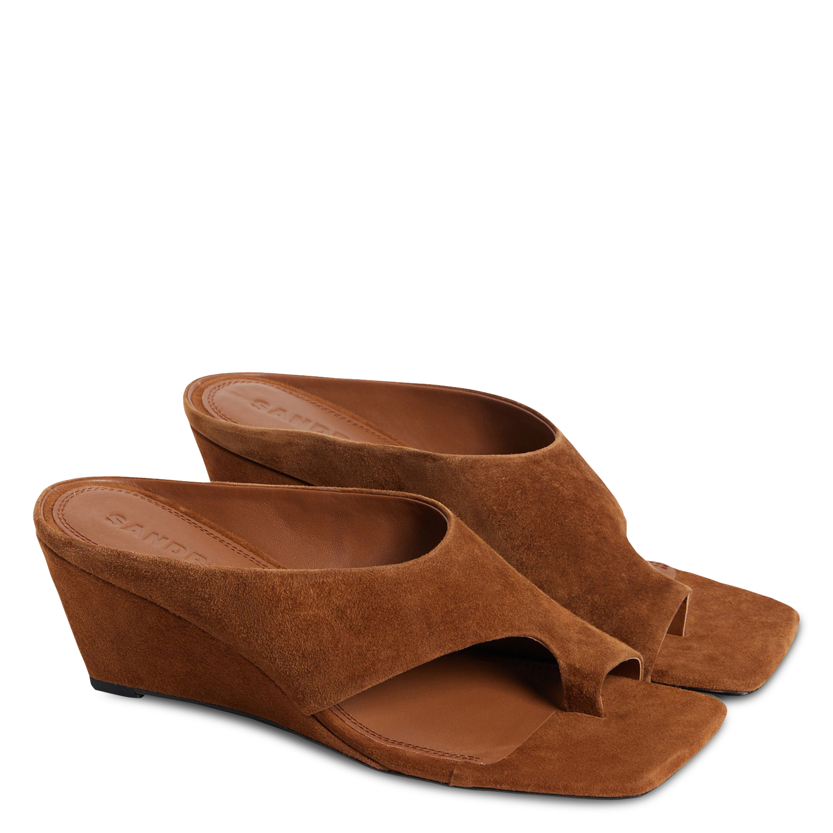 Mules compensées en cuir SANDRO Marron