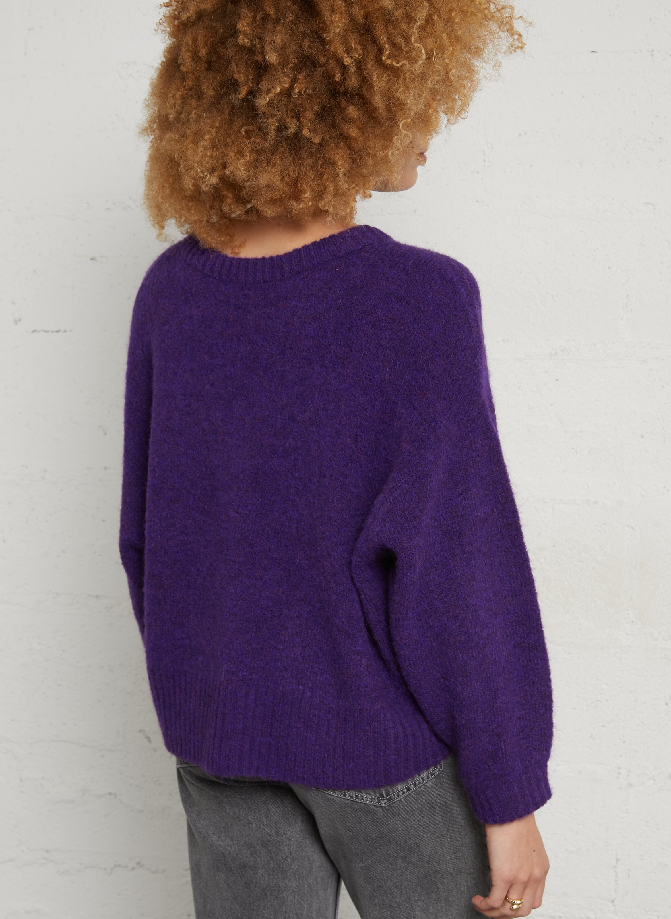 Pull oversize col rond en maille AMERICAN VINTAGE Violet