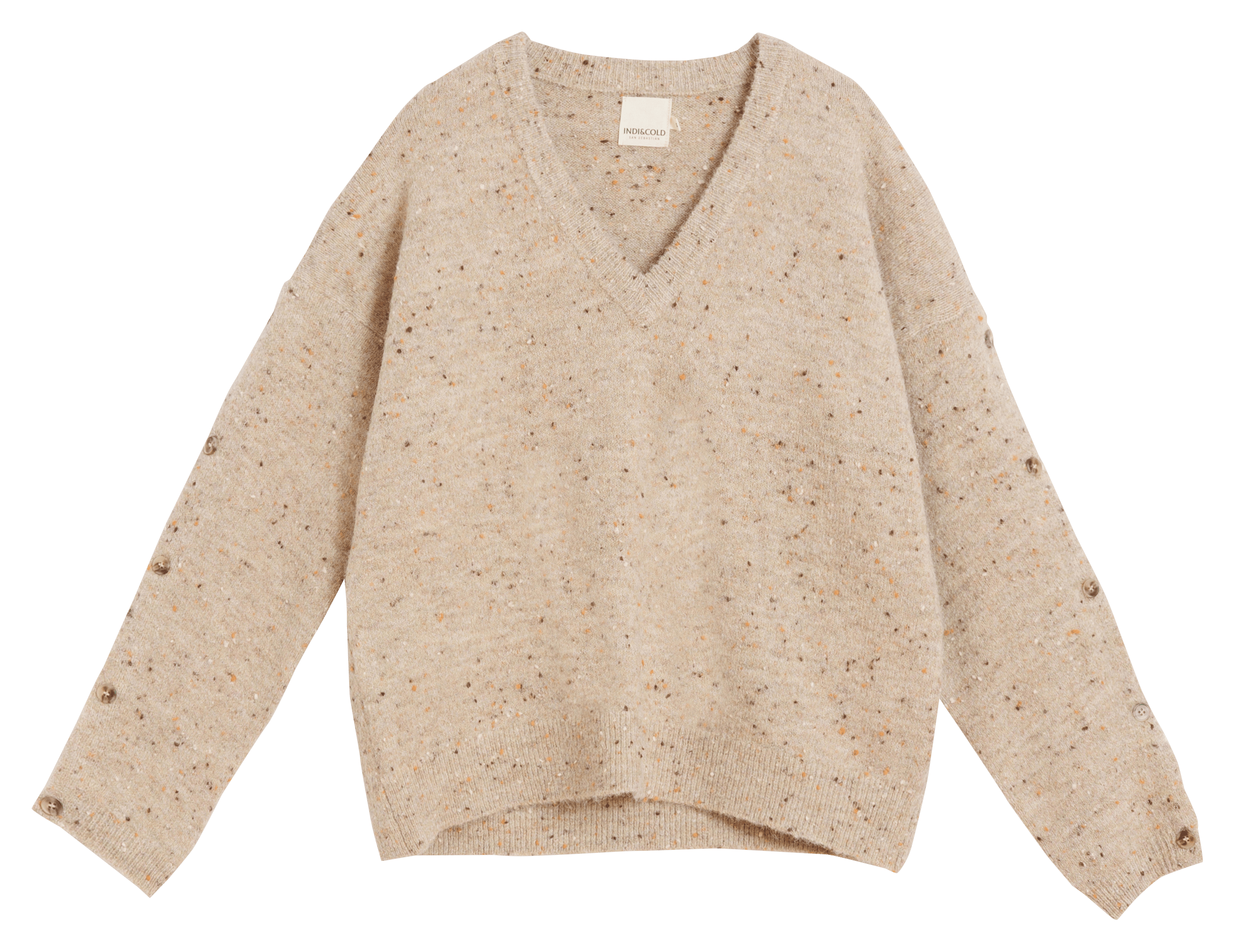 Trui met V-hals INDI & COLD Beige
