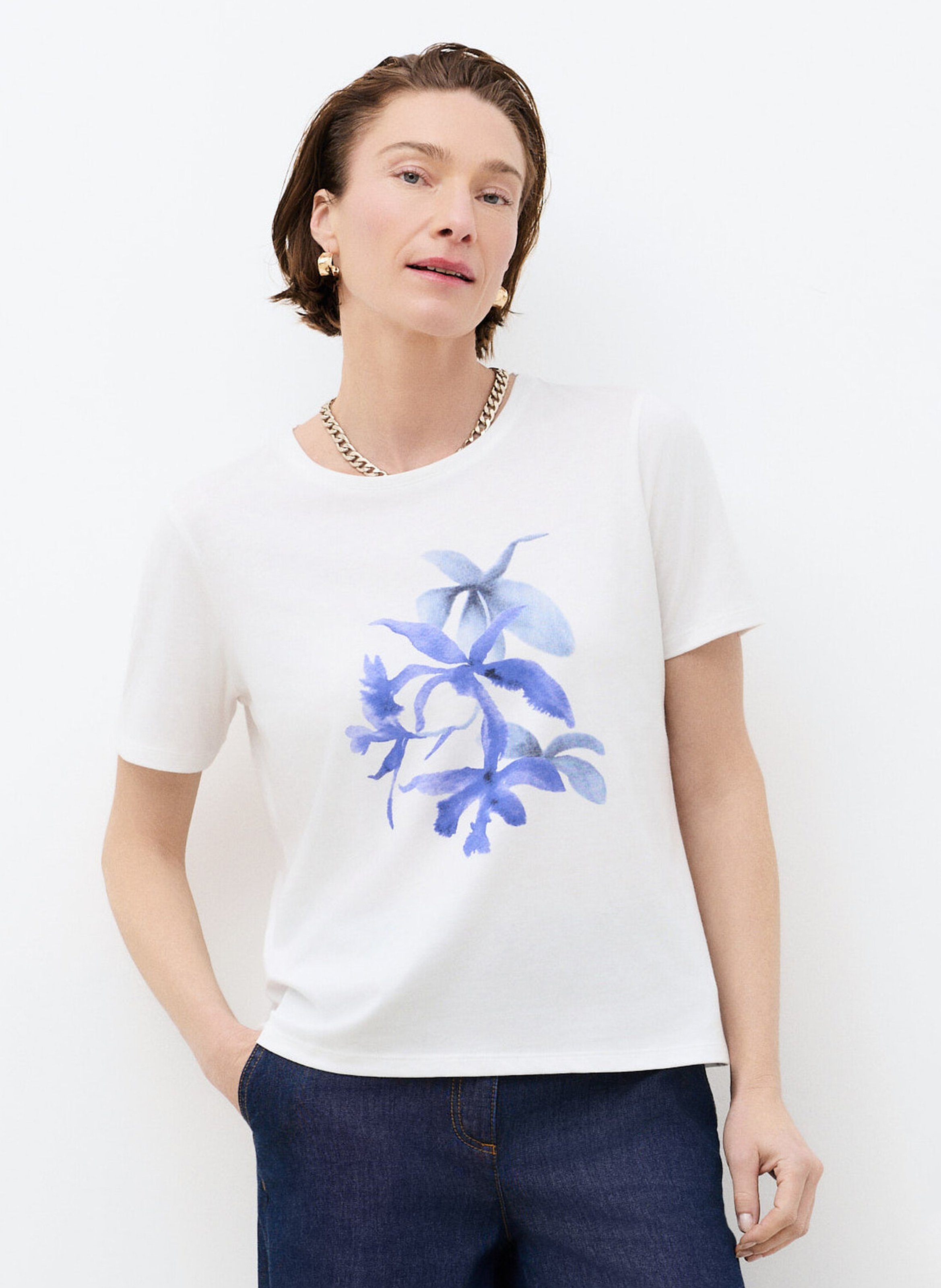 Tee-shirt droit à motif devant CAROLL Bleu