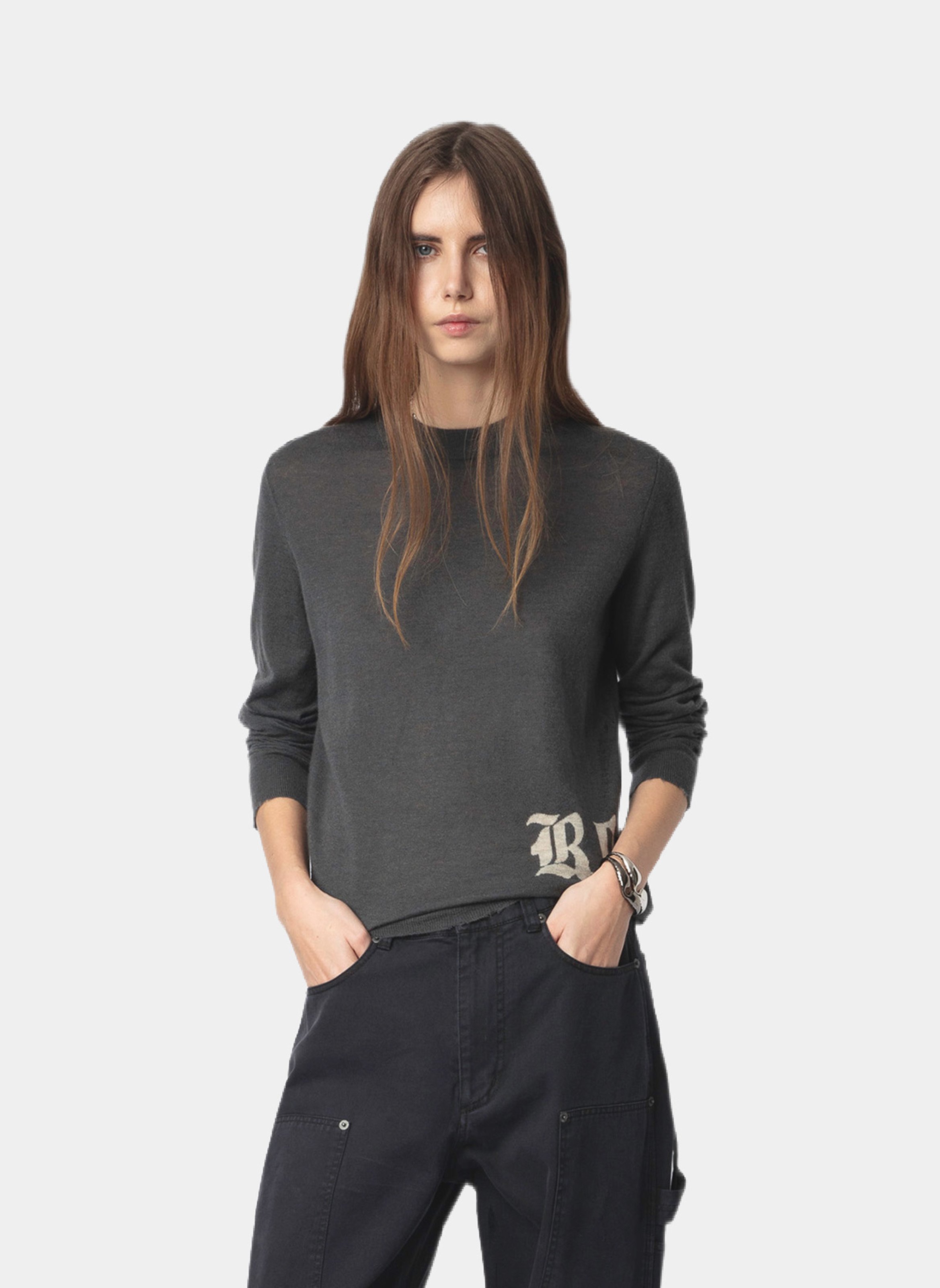 Pull droit en cachemire ZADIG&VOLTAIRE Gris