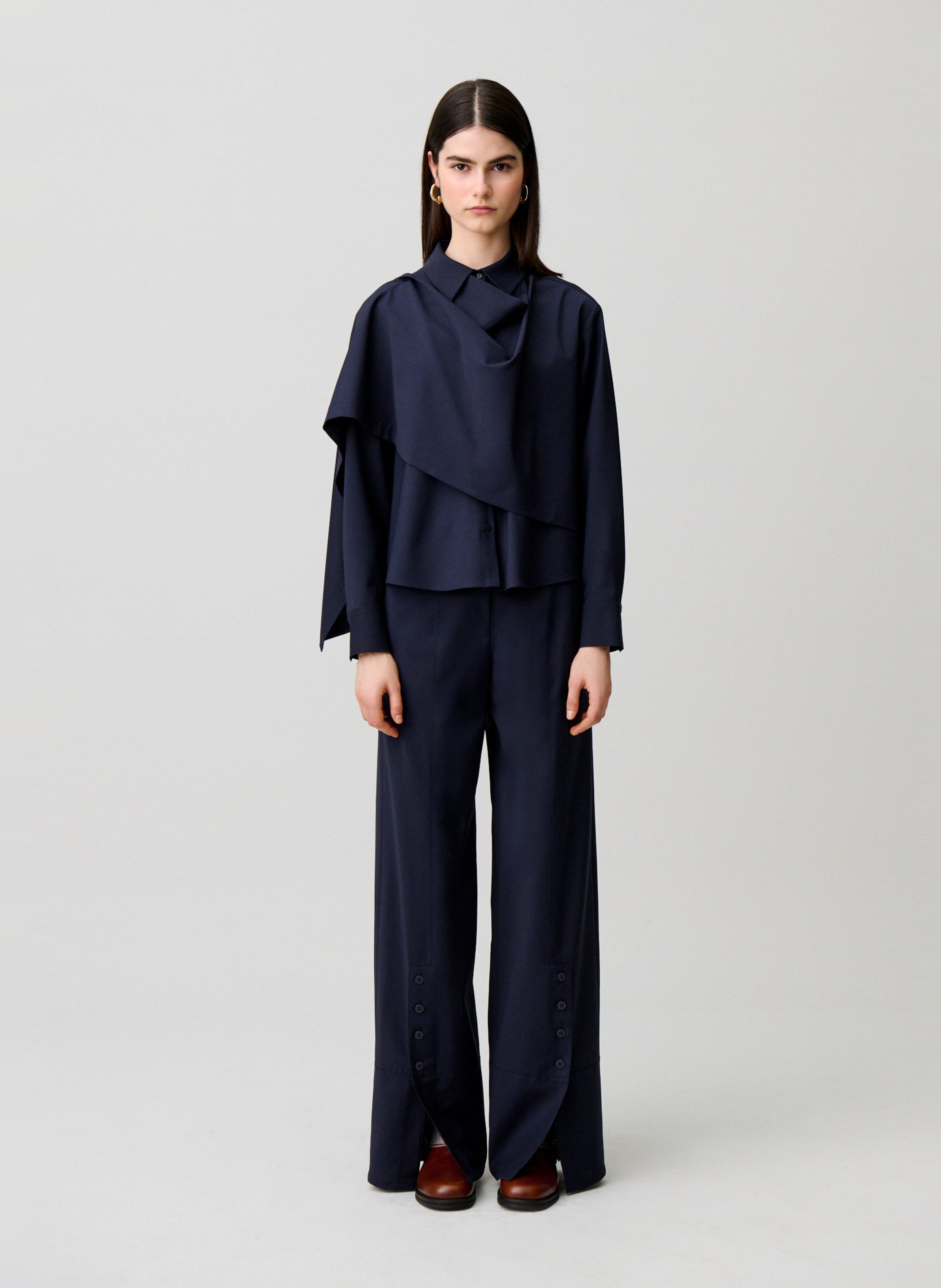 Oversized overhemd van gemengde wol CLAUDIE PIERLOT Blauw