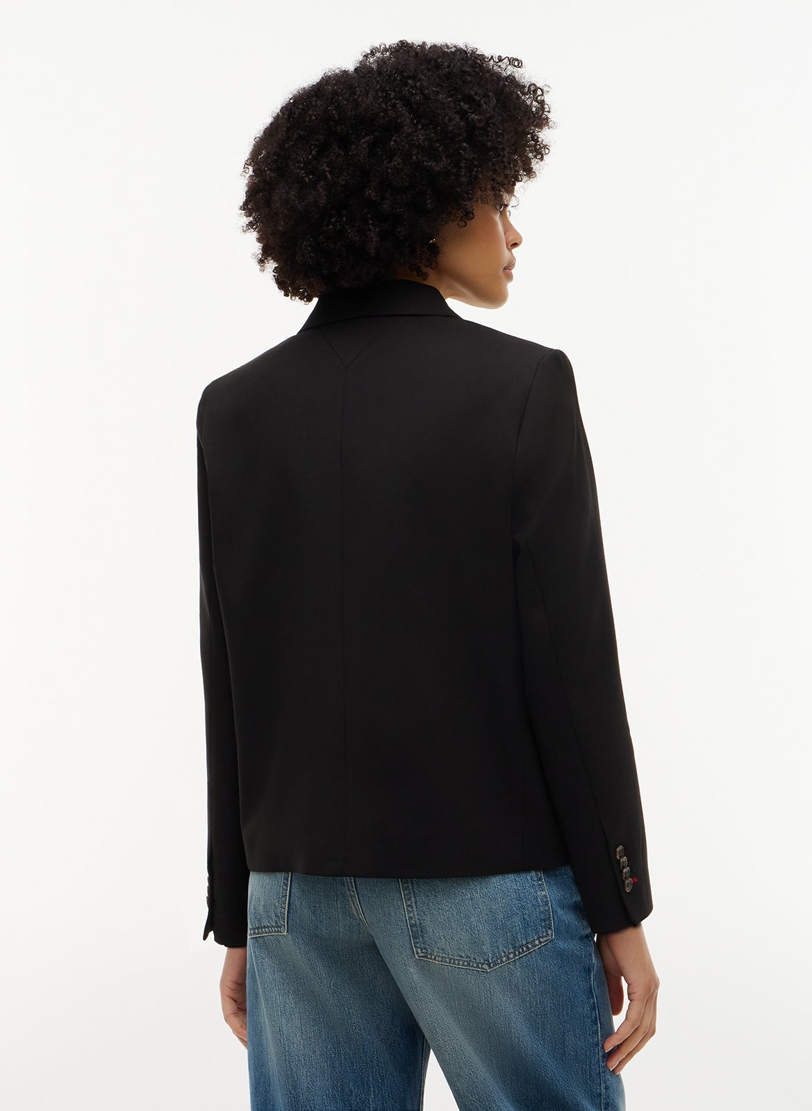 Straight wool-blend tailored jacket TOMMY HILFIGER Black