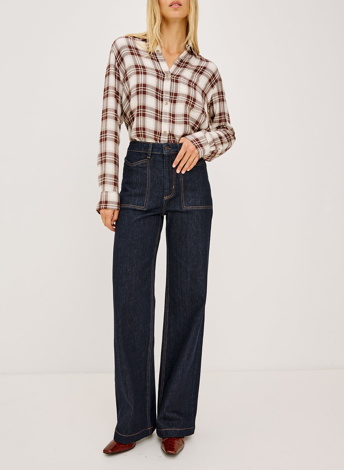 Cotton-blend flared jeans RAILS Blue
