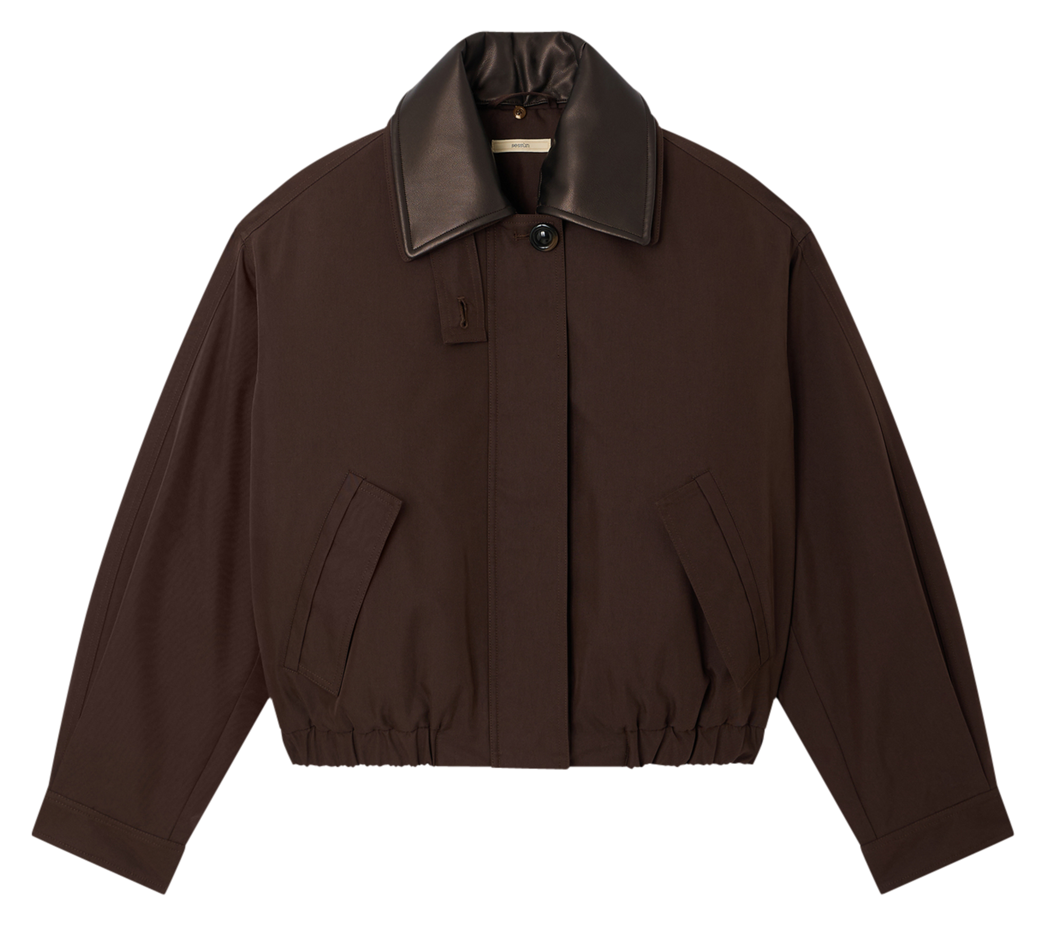Loose-fitting plain zip-up jacket SESSUN Brown