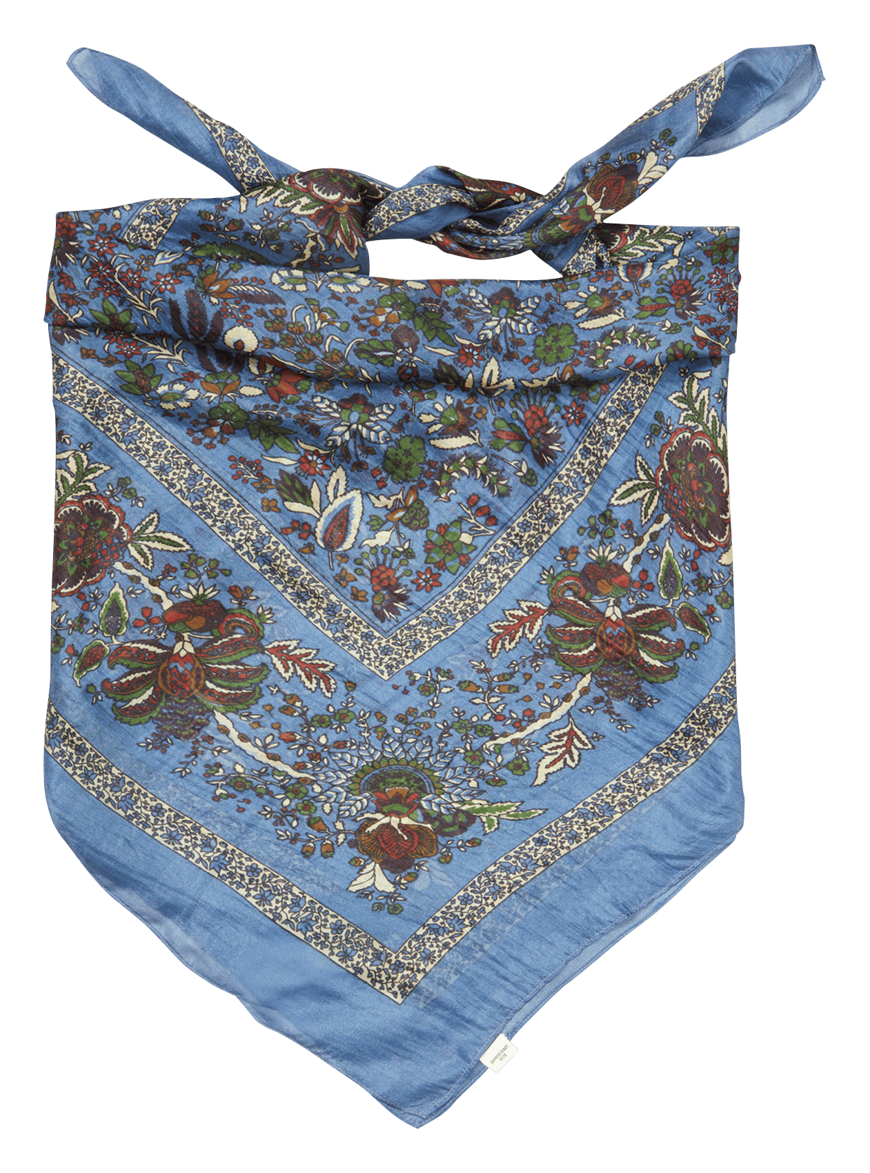 Foulard carré imprimé floral en soie BECKSONDERGAARD Bleu