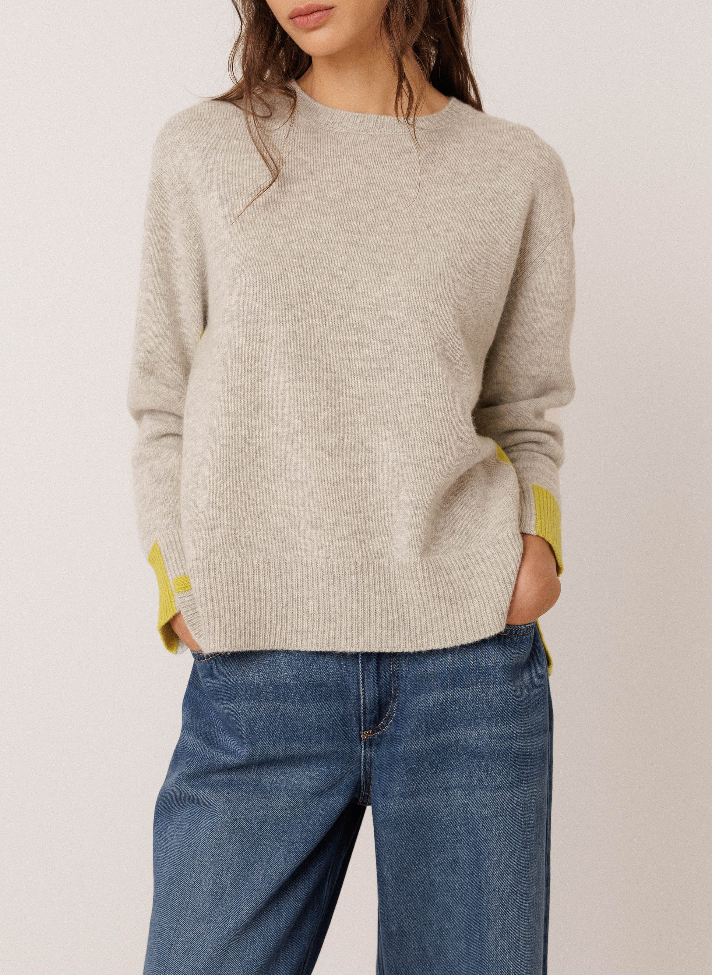 Round-neck straight sweater INDI & COLD Grey