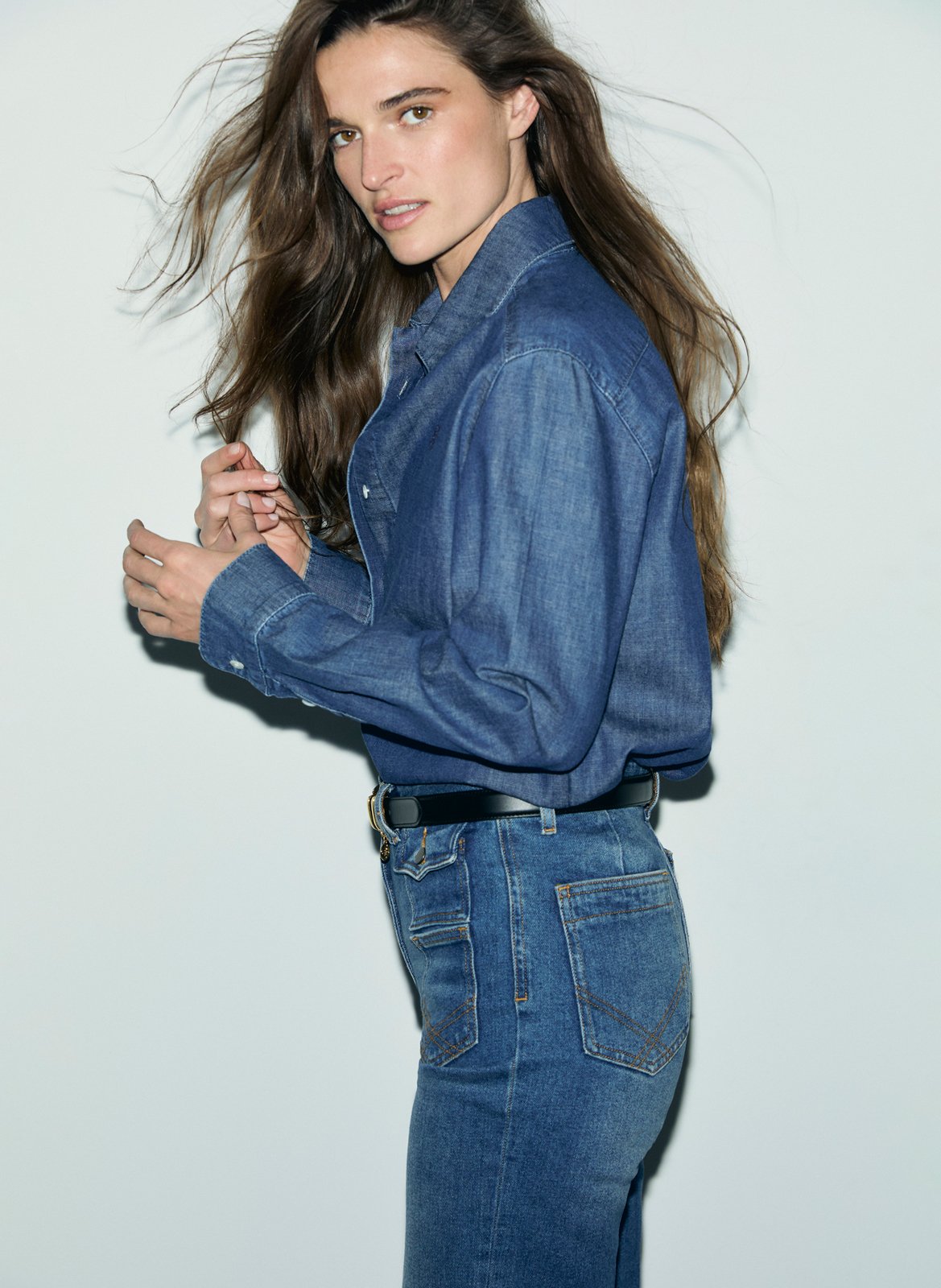 Straight-cut cotton shirt with classic collar GERARD DAREL Blue