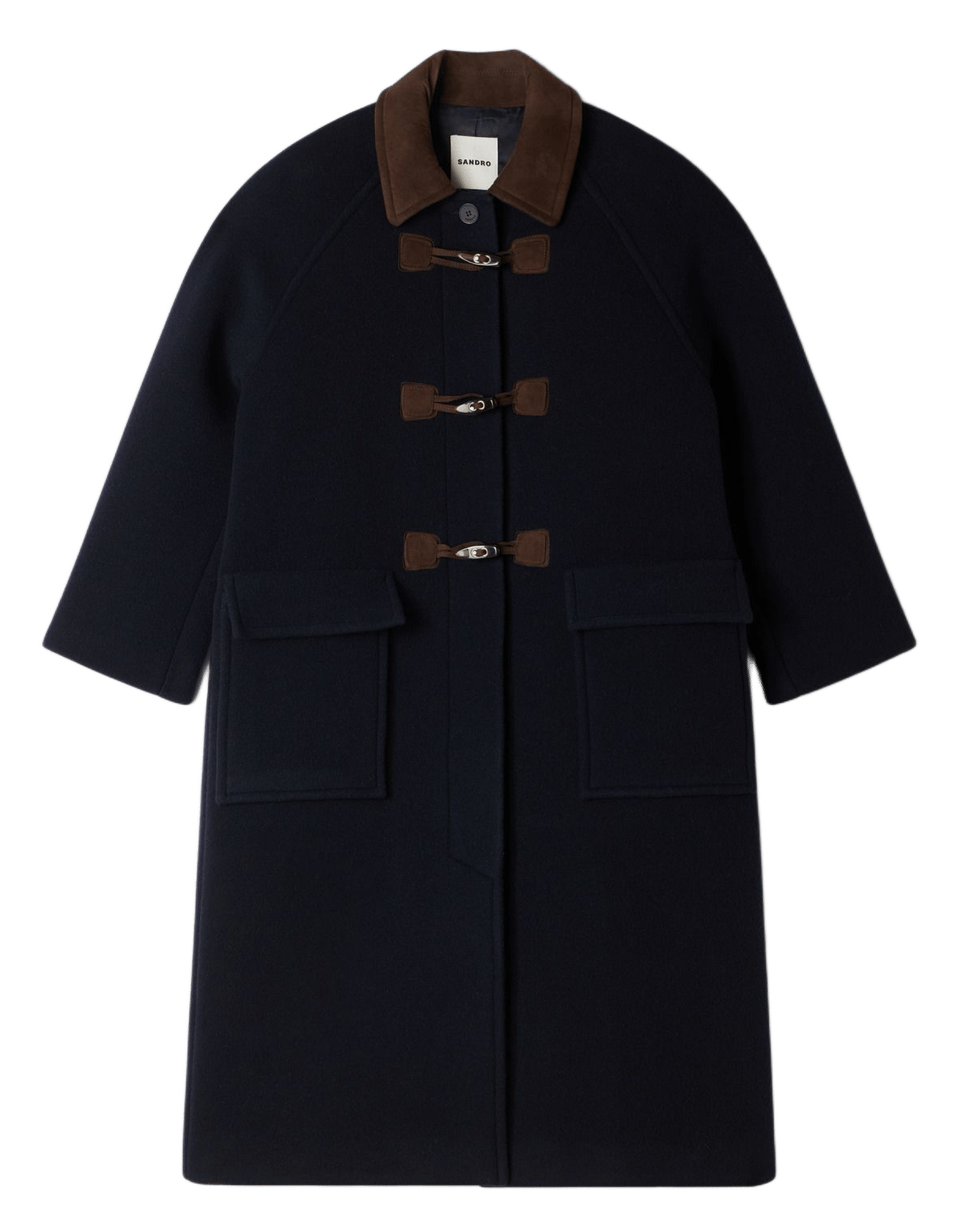 Lange duffelcoat van wolmix SANDRO Blauw