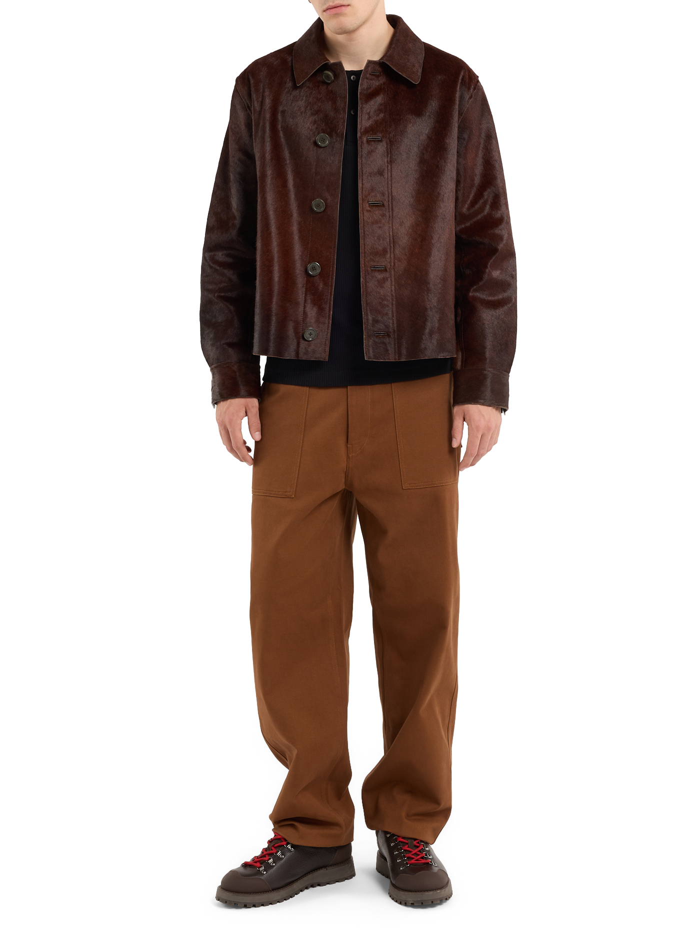 Blouson iffu en cuir iffu SAISON 1865 Marron