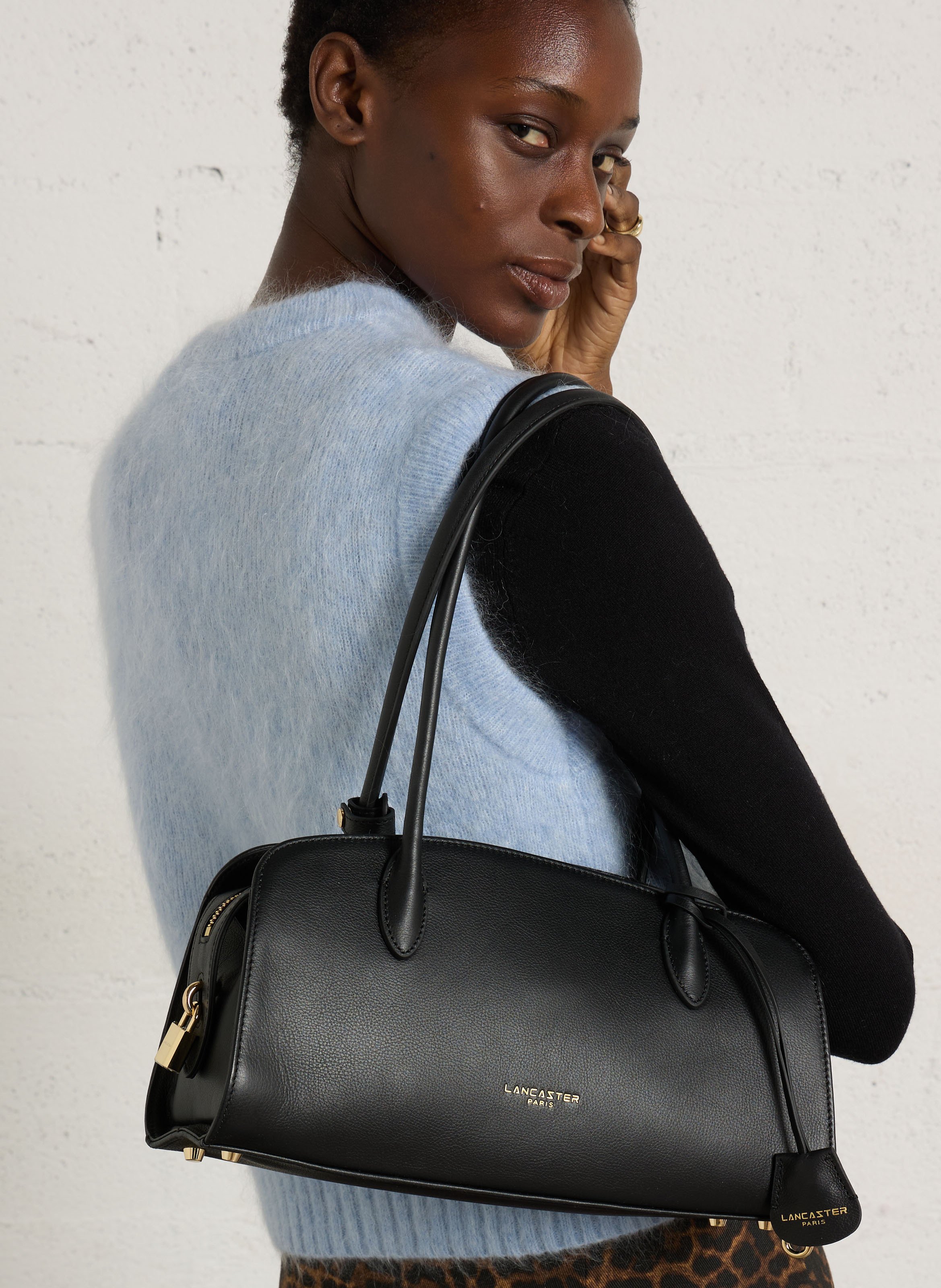 Leather handbag LANCASTER PARIS Black
