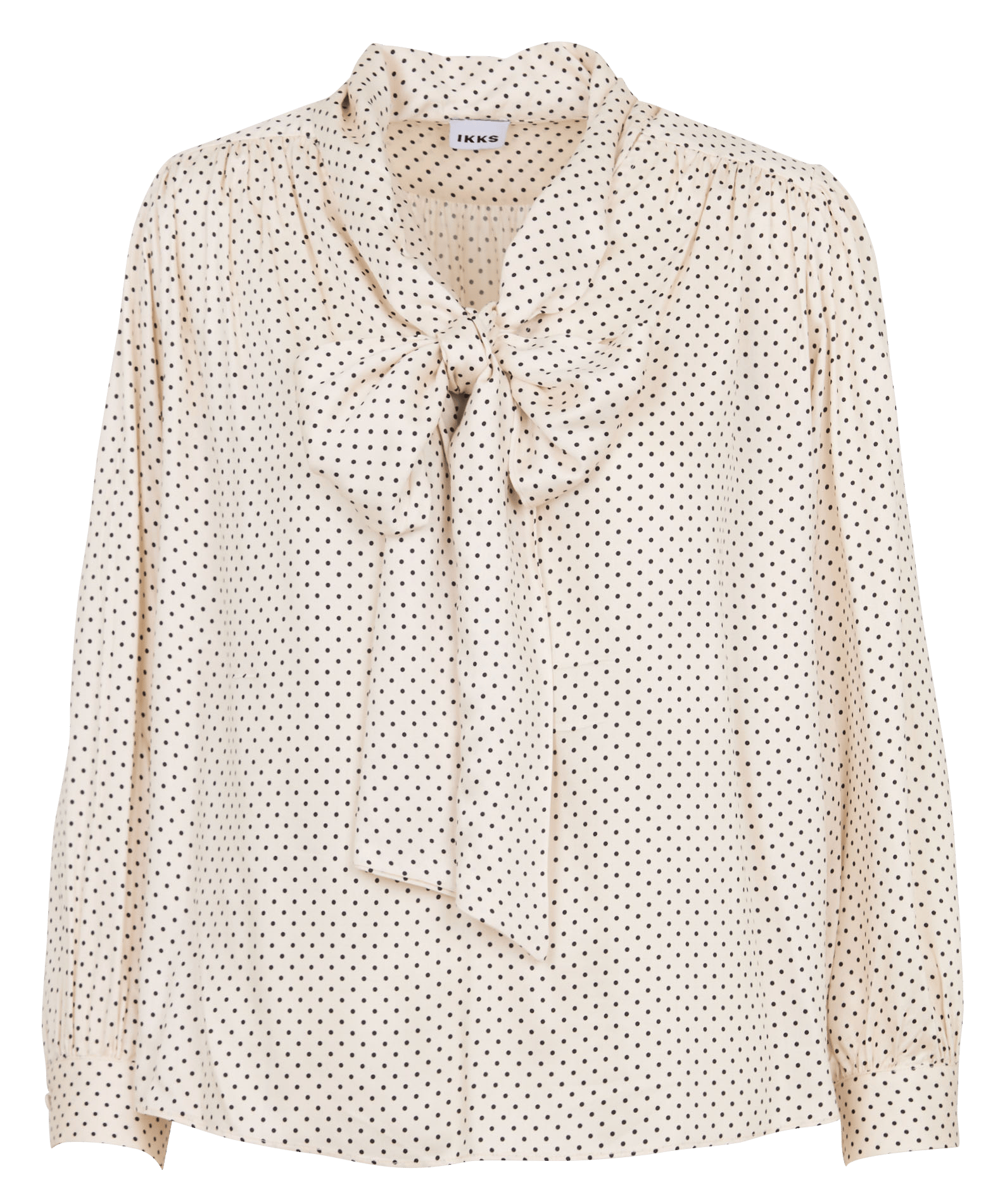Straight satin polka dot pussy bow blouse IKKS White
