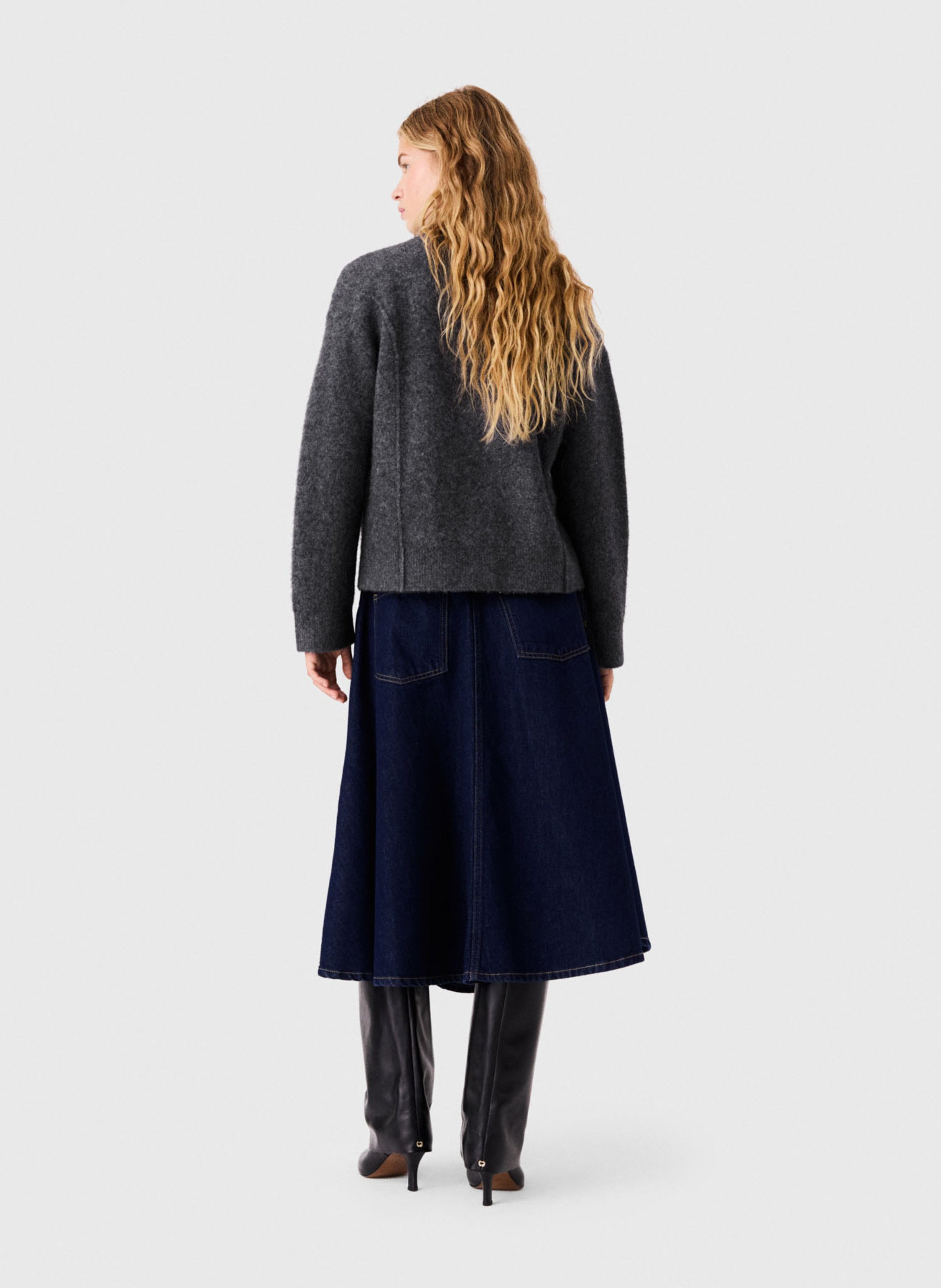 Cardigan with patch pockets in blended wool MAJE Grey