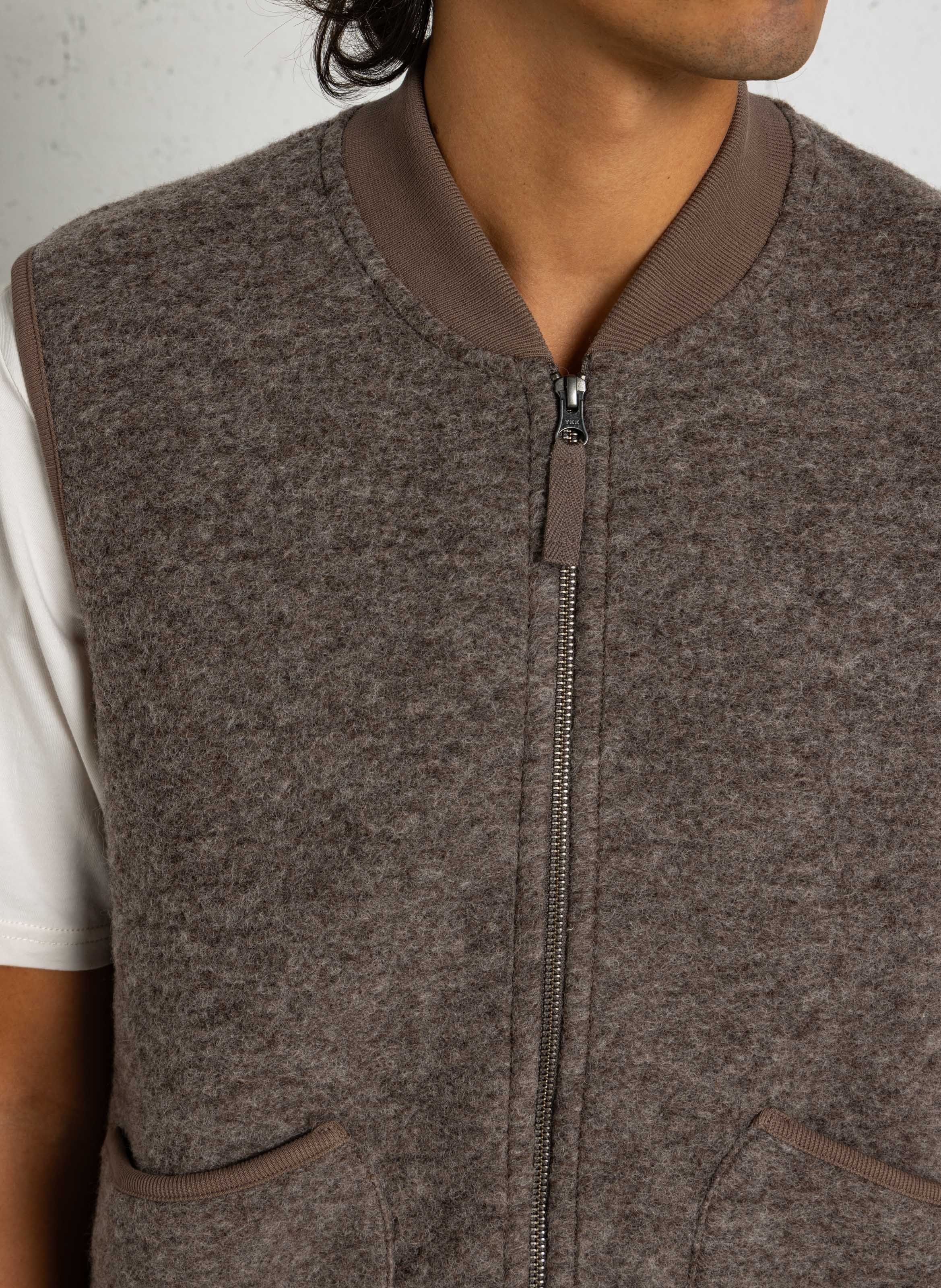 Gilet con collo teddy in misto lana HARTFORD Marrone