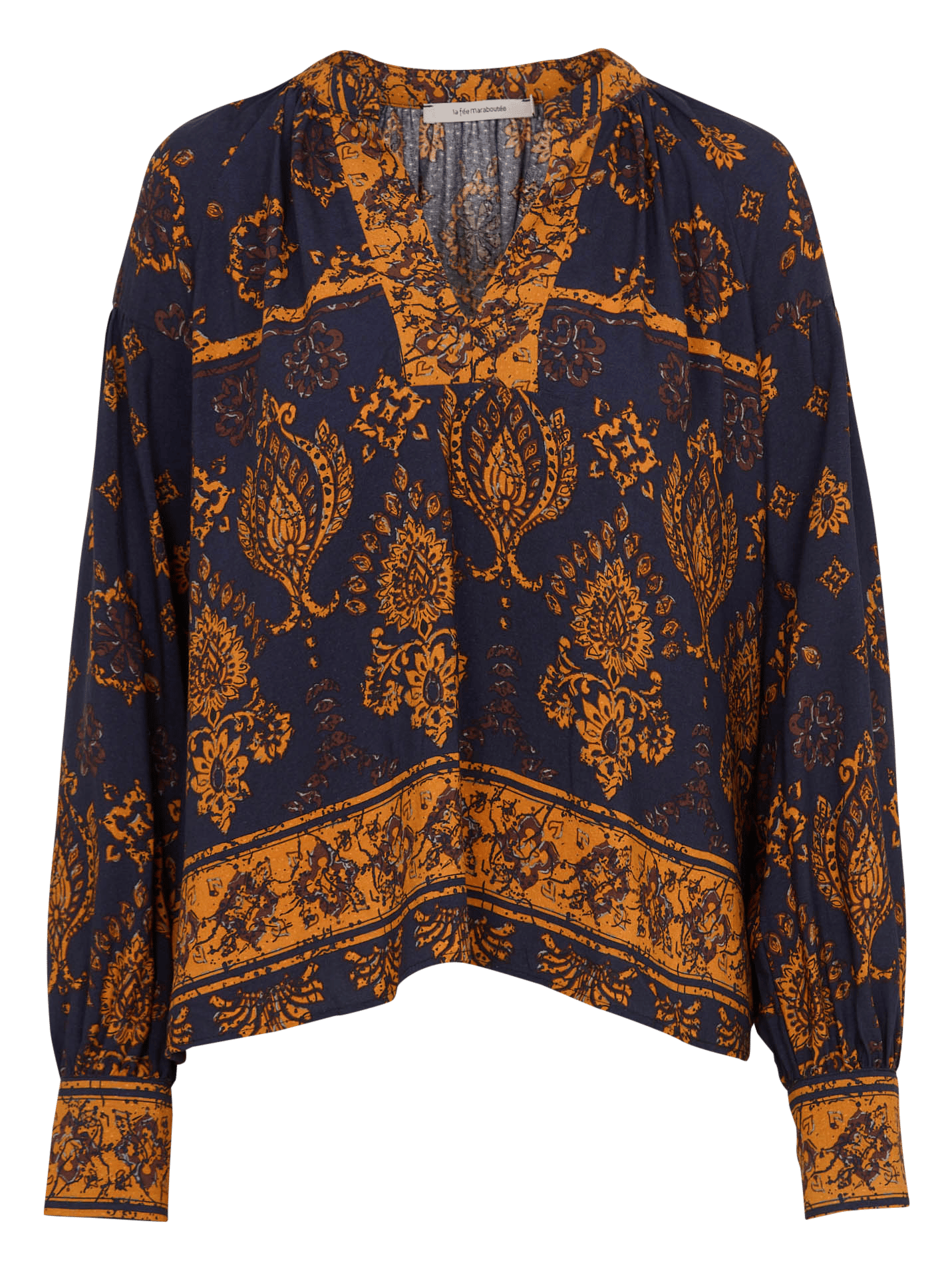 Printed V-neck blouse LA FEE MARABOUTEE Blue