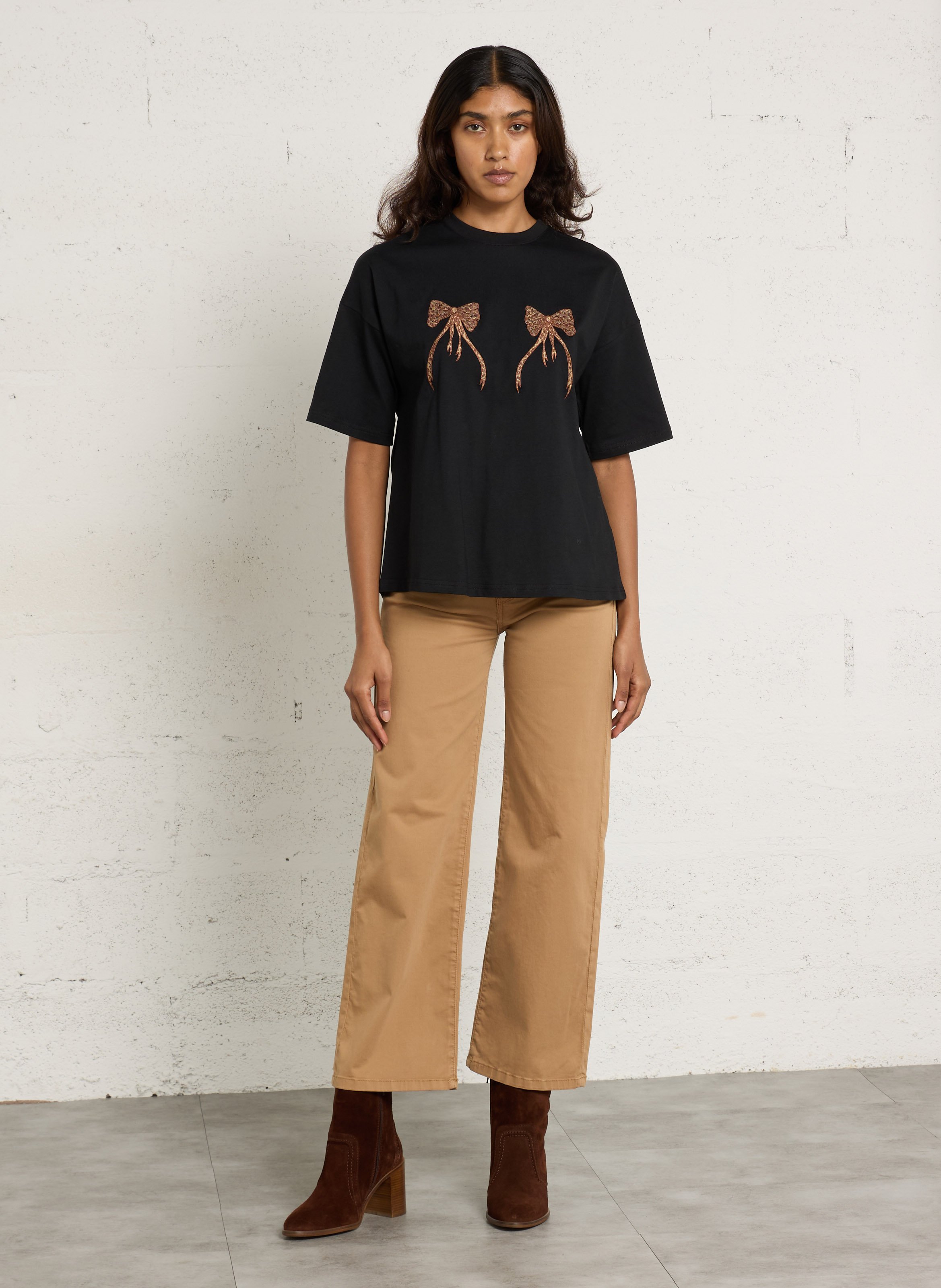 Gerade geschnittene 7/8-Hose aus Baumwoll-Mix LE TEMPS DES CERISES Braun