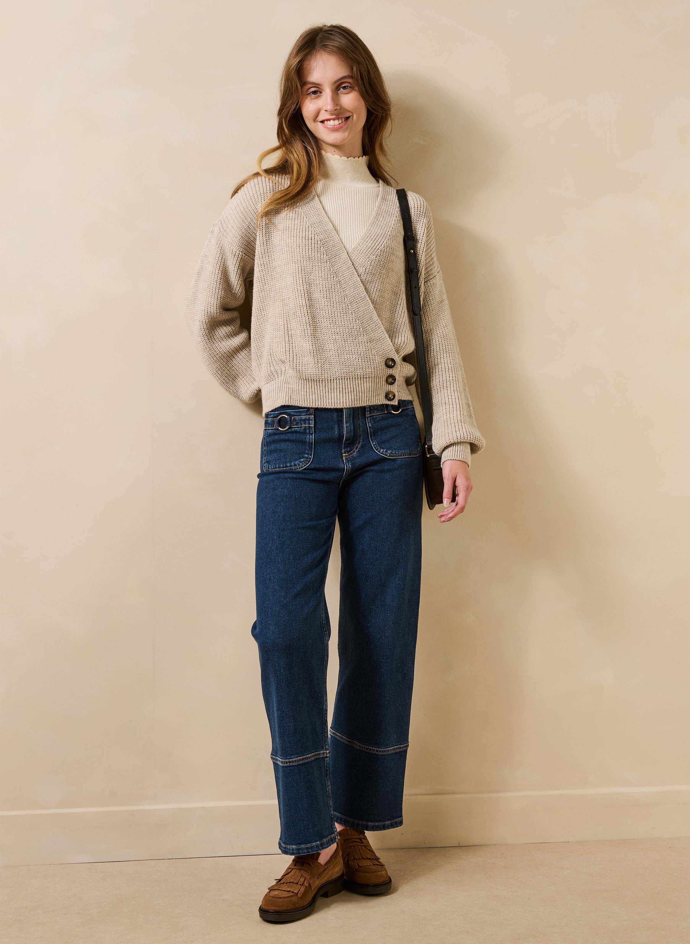 V-neck cardigan LA FEE MARABOUTEE Beige