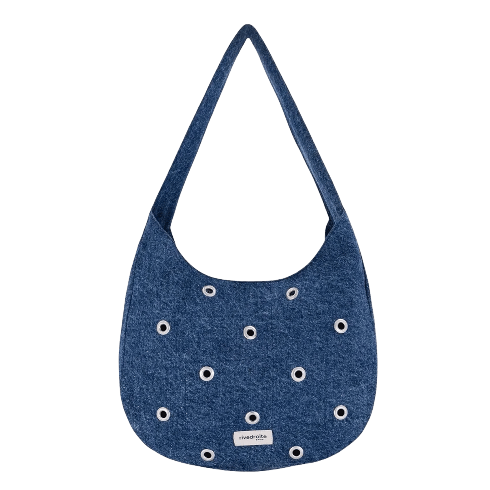 Denim-Schultertasche mit Ösen RIVEDROITE PARIS Blau