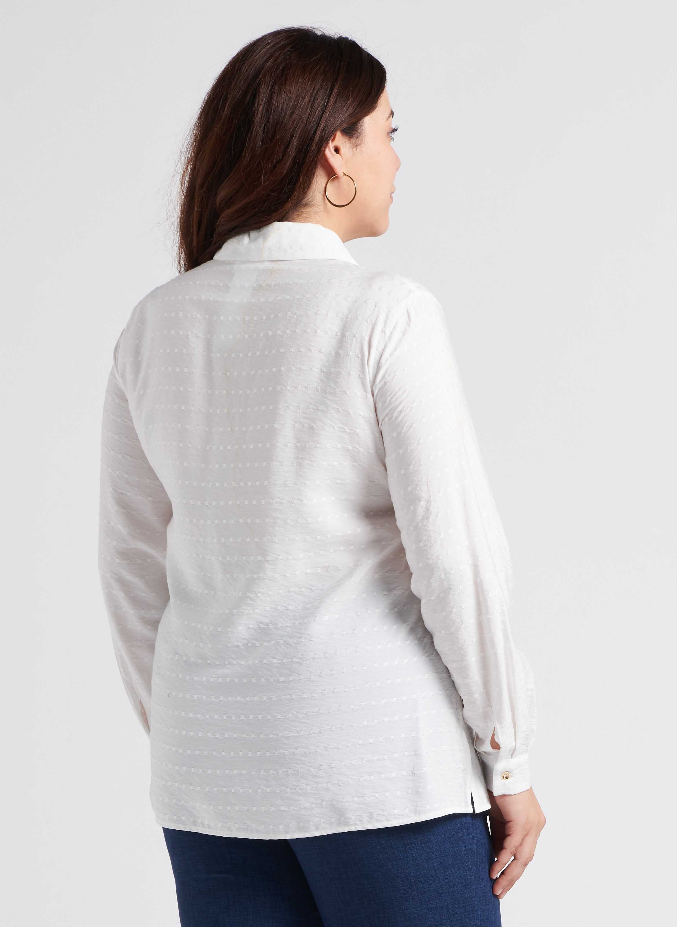 Gerade geschnittene Bluse aus strukturiertem Stoff mit italienischem Kragen PERSONA by Marina Rinaldi Weiss