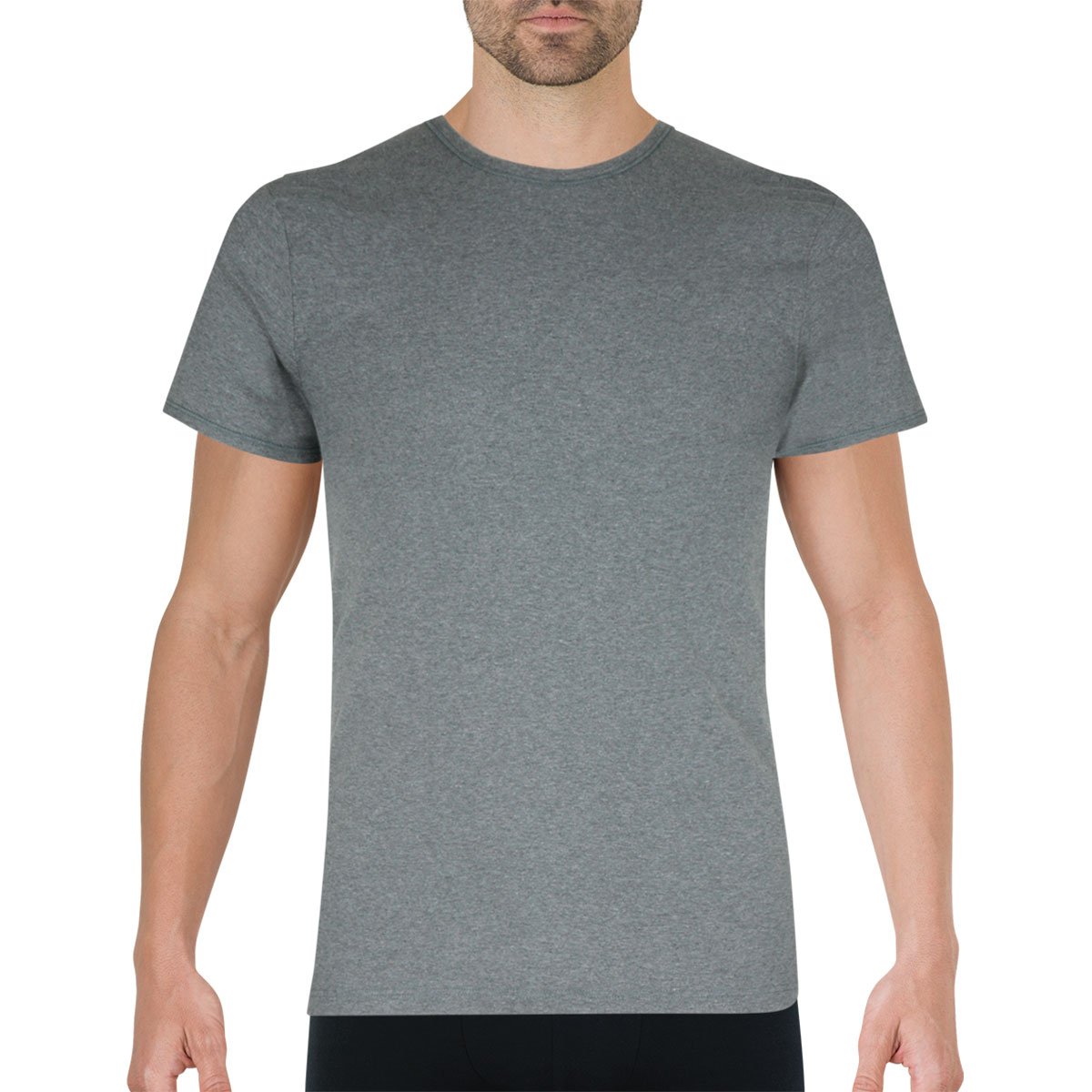 Round neck premium pure cotton T-shirt by Eminence  Gris foncé chiné