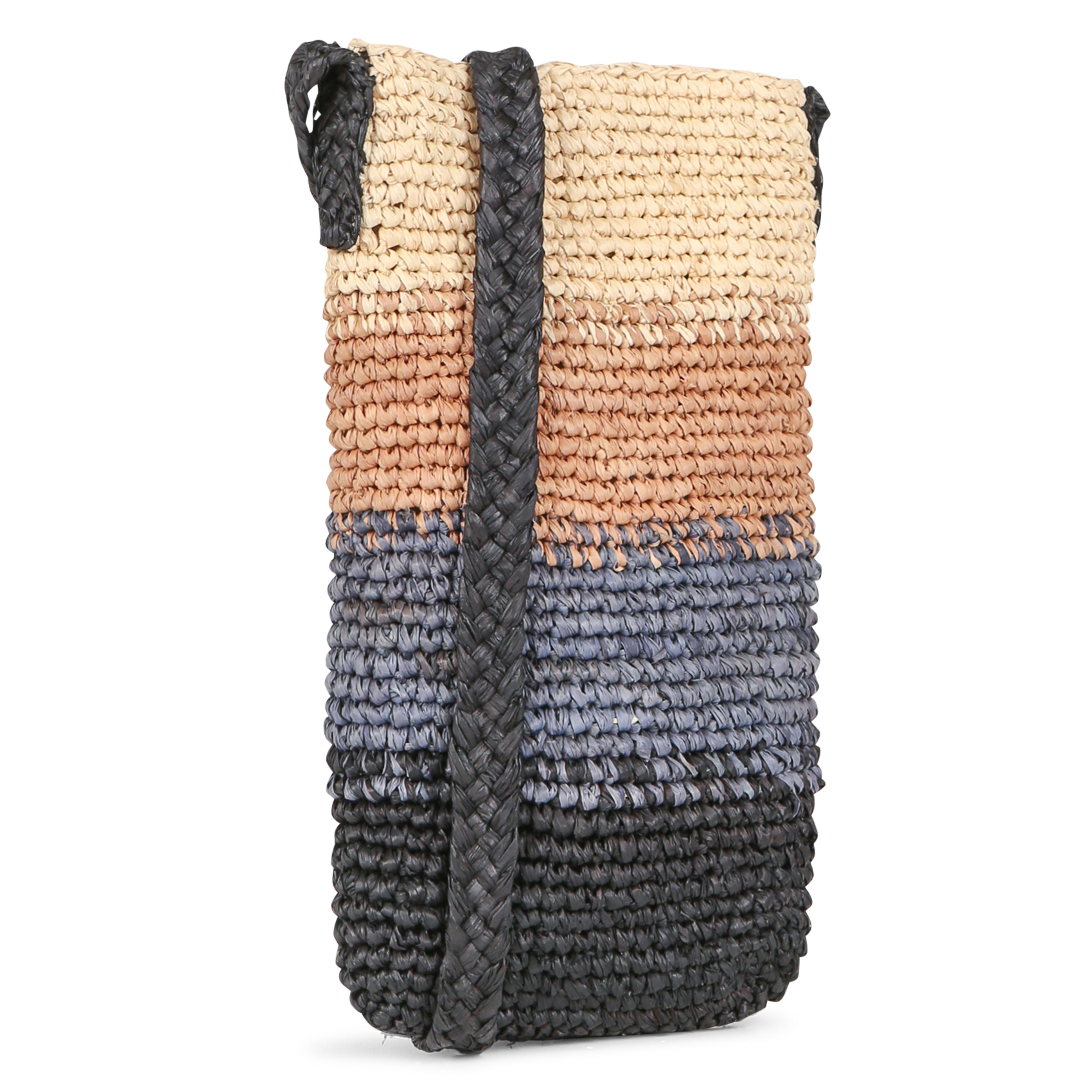 Porte téléphone rayé à bandoulière en raphia tressé CAMALYA Multicolore