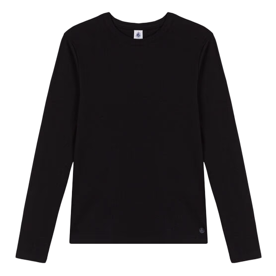 Tee-shirt col rond en coton PETIT BATEAU Noir
