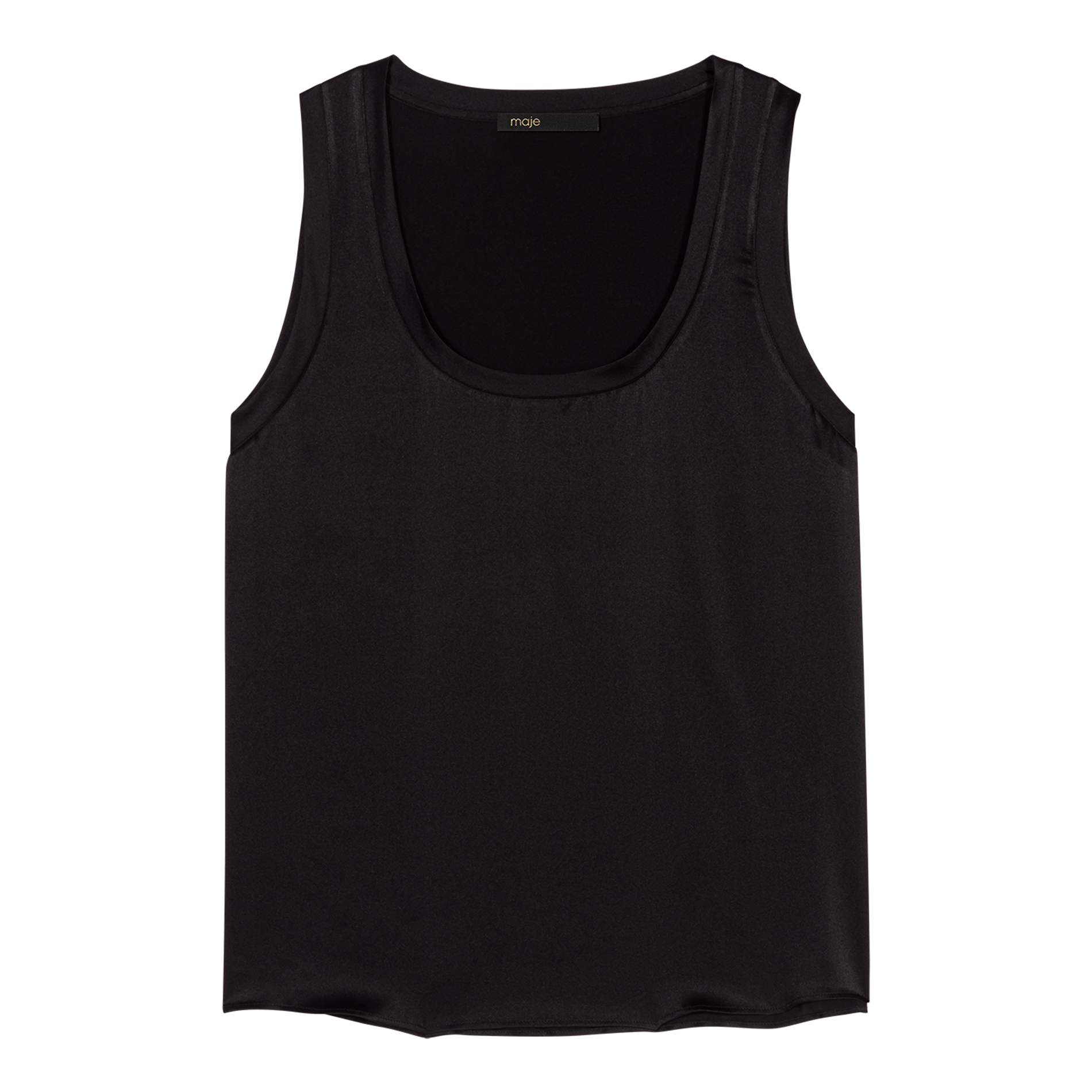Débardeur col rond droit en soie mélangé MAJE Noir