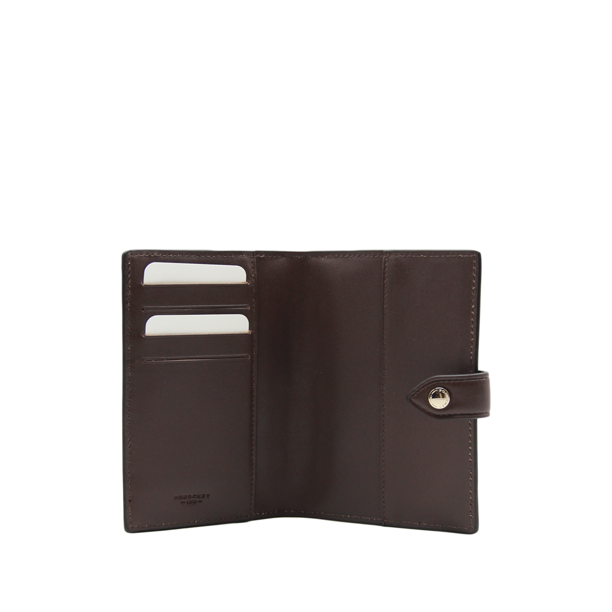 Leather luggage tag POURCHET Brown