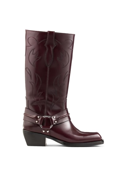 Bottes a Talons En Cuir Bordeaux Sandro Femme SFACH01171 34 BORDEAUX Place des Tendances