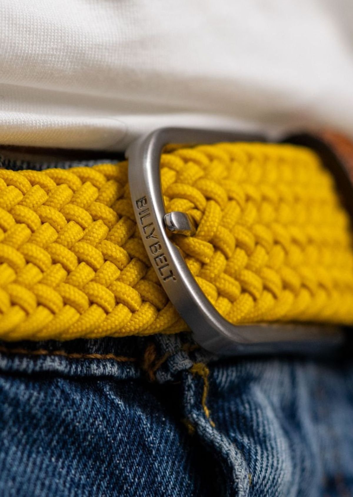 Solid Elastic Braided Belt Yellow