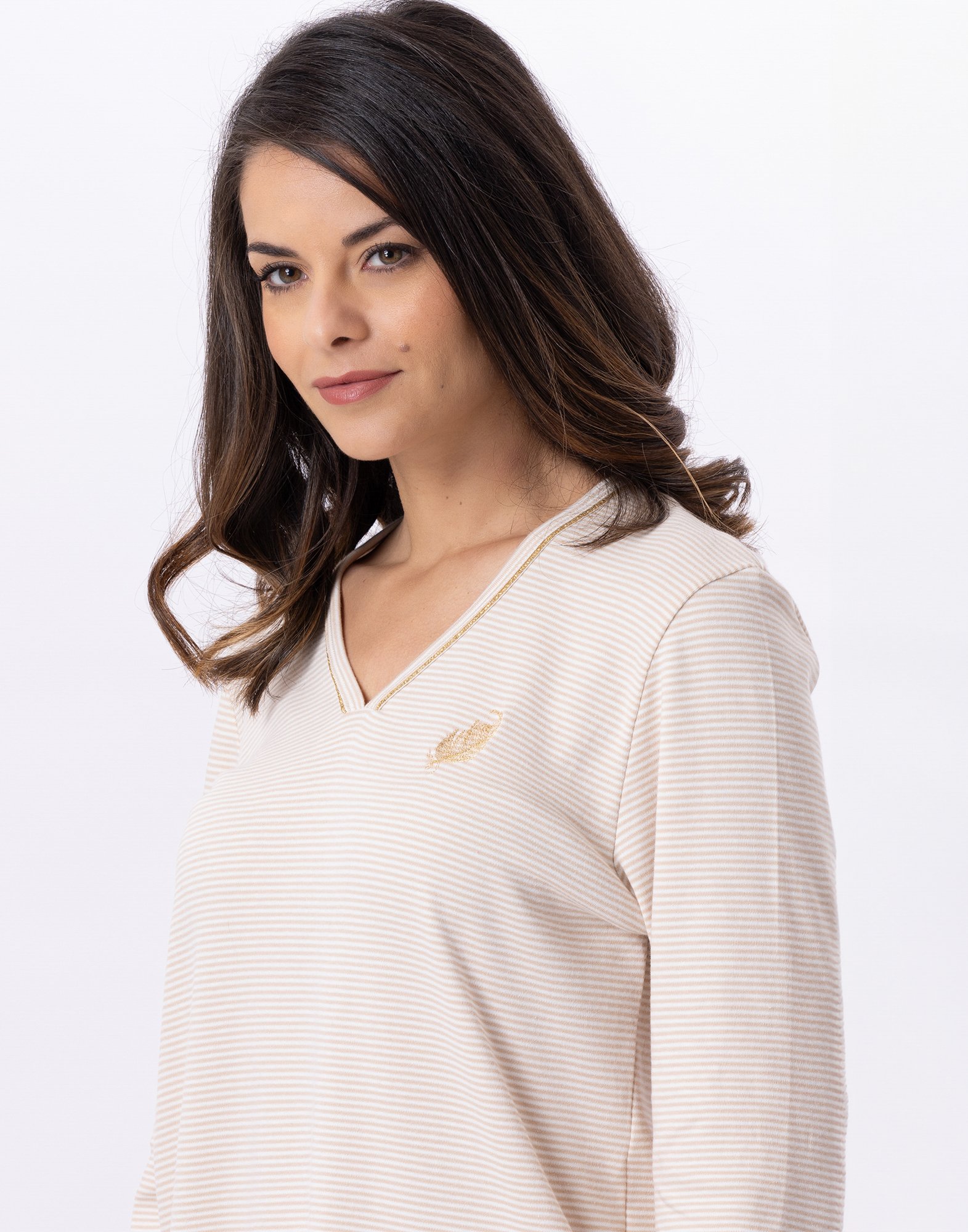 Cotton pajama top LE CHAT Beige